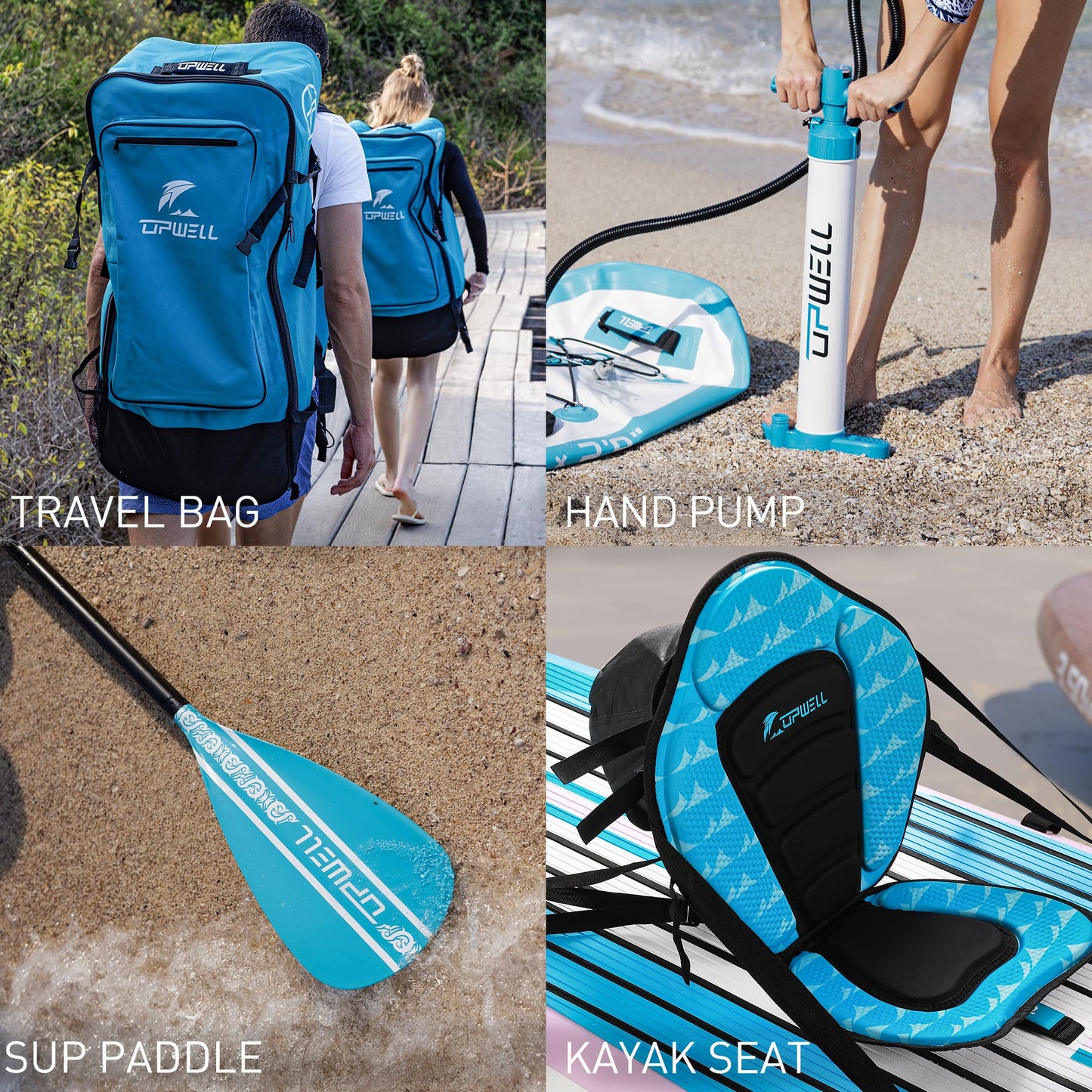 UPWELL 11’6”Inflatable Stand Up Paddle Board with Kayak Seat, Premium SUP Paddle Boards for Adults, Blow up Paddle Boards 6” Thick, Timber