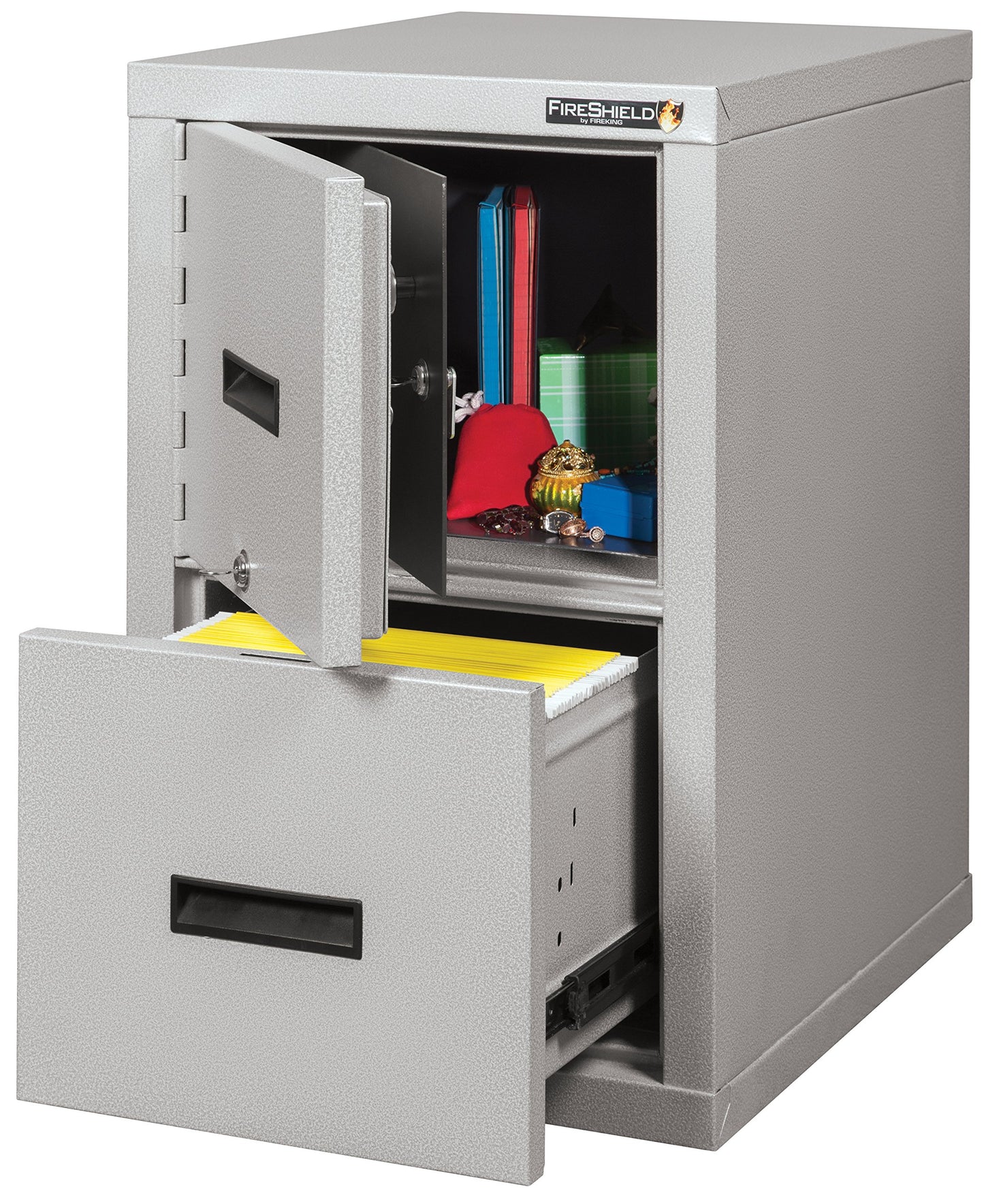 Fire Resistant File Cabinet - Light Weight, fire Rated, One File Drawer & Safe