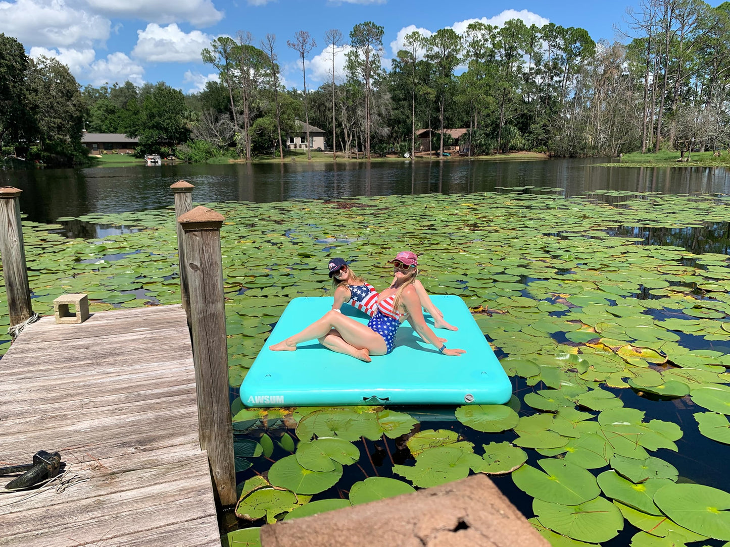 AWSUM 8ft x 6ft Inflatable Dock Platform, Non-Slip Heavy Duty Water Mat for Lake, Pool, Beach & Ocean, Floating Island for Swimming & Water Activities