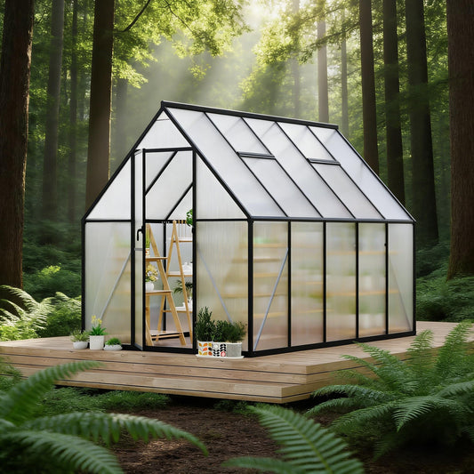 6x4 ft Greenhouse, Aluminum-Framed Greenhouse for Outdoors, Large Walk-in Green House with Quick Setup Structure and Roof Vent for Outside Garden Backyard, Patio, Lawn, Silver