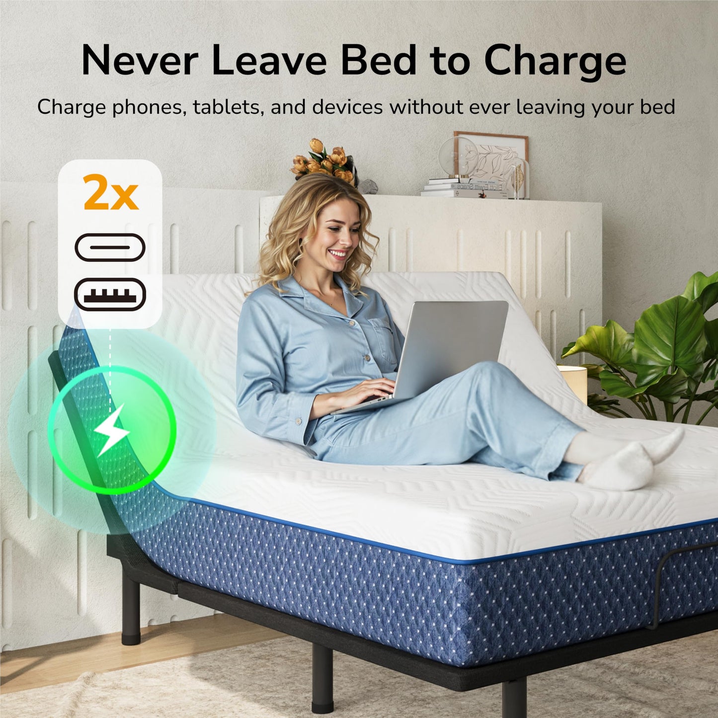 Emerspring Split King Adjustable Bed Frame + 10 Inch Gel Memory Foam Mattress,Wireless Remote and Massage & Head and Foot Incline,CertiPUR-US Certified & Fiberglass Free,Zero Gravity