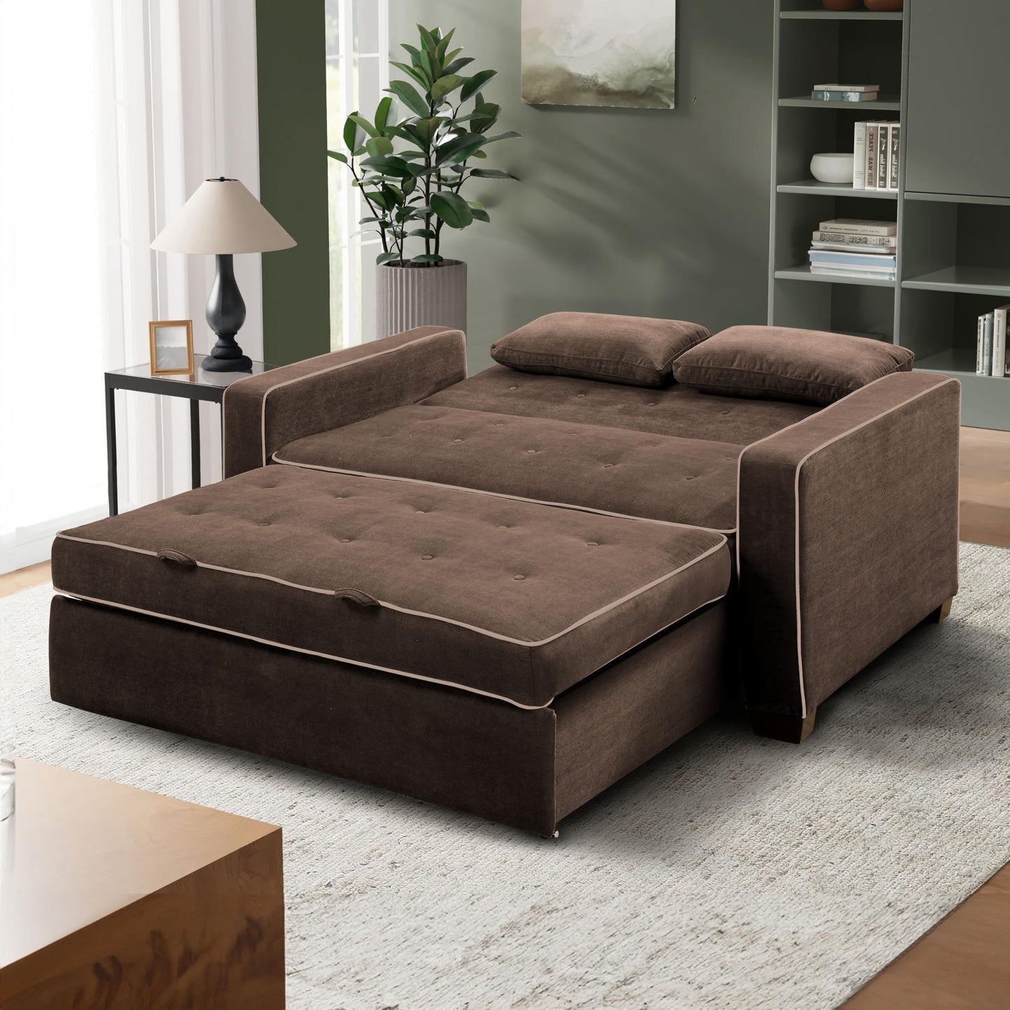 Serta Ainsley Loveseat with Pull Out Sleeper Microfiber Java Full
