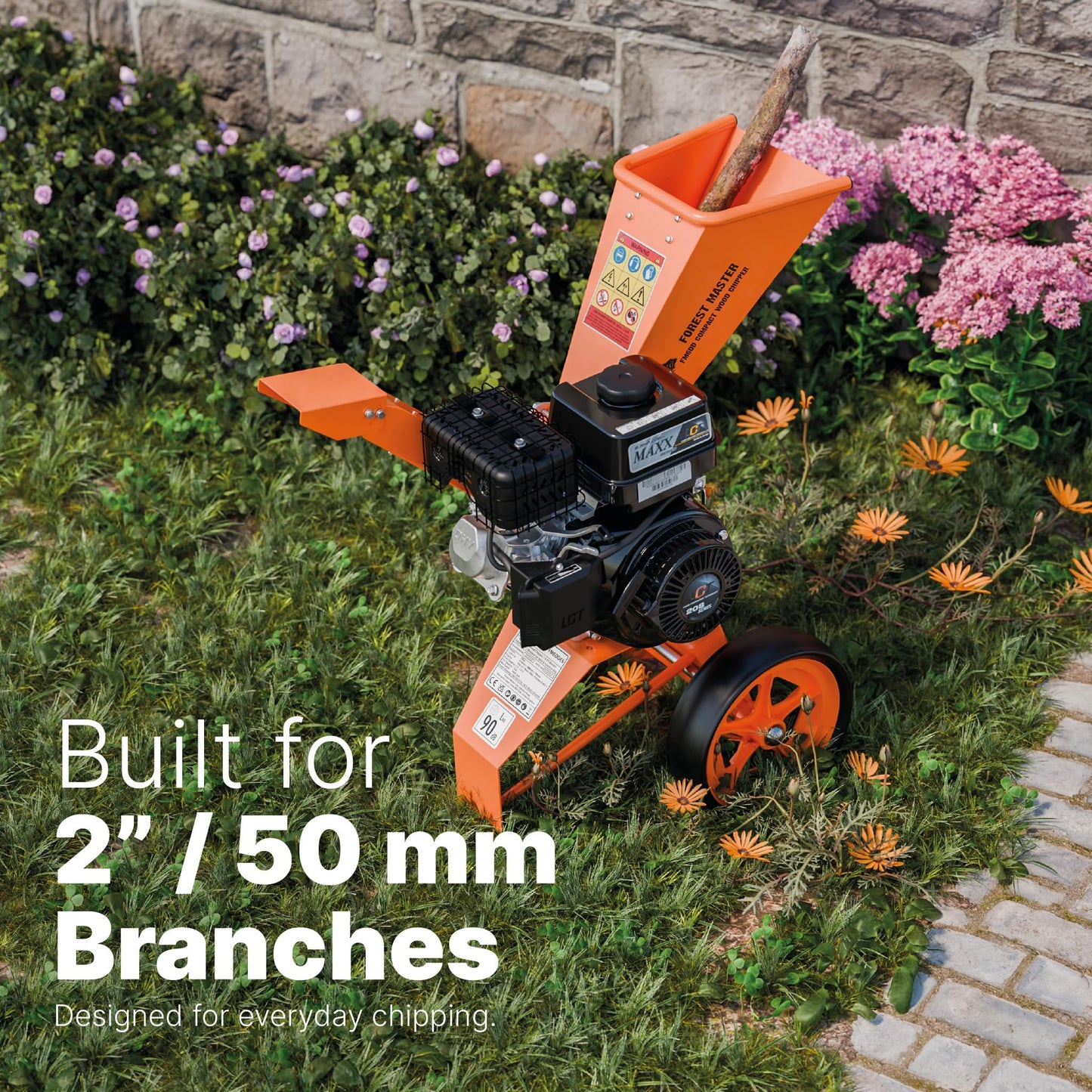 Forest master FM6DD 6hp Gas Compact self-Feeding Wood Chipper. Powerful Garden Machine Delivers up to 3600 RMP. Chips up to 50mm (2 inch) Easy Storage and Portability…
