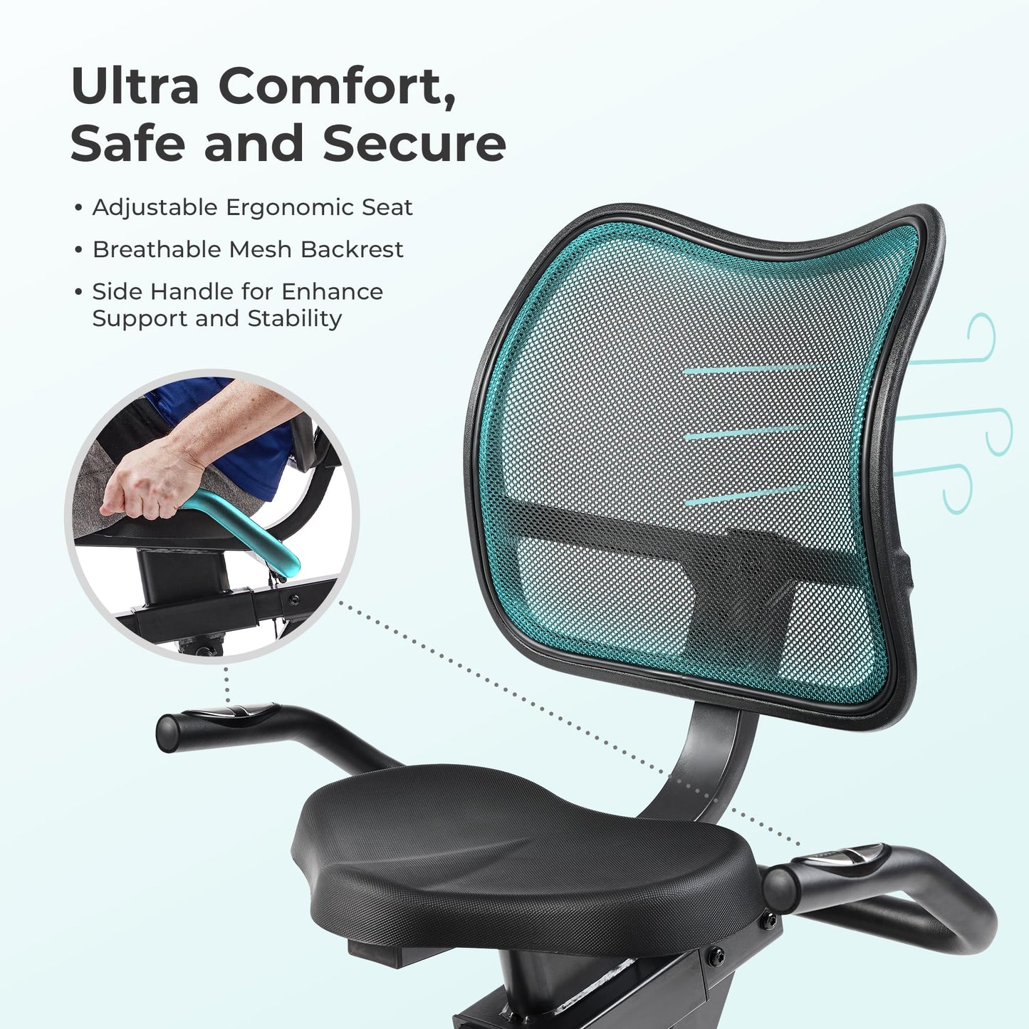Sunny Health & Fitness Smart Recumbent Bike Exercise Machine, 350LB Weight Capacity, Non-Crank Design, Adjustable Cushion Seat for Adult/Seniors Workout at Home, Exclusive SunnyFit App Bluetooth Link