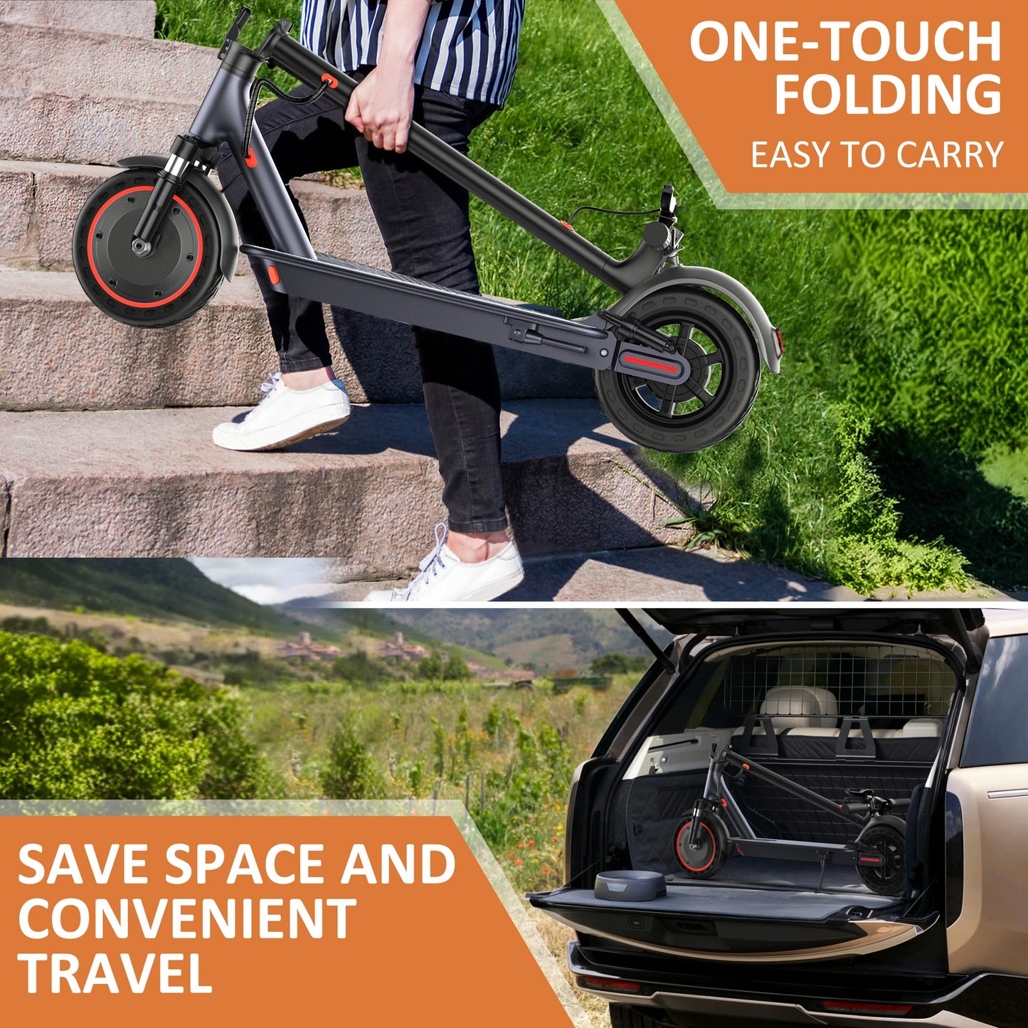 Qlaway 10" 500W Double Shock Sbsorption E Scooter for Adults 22 MPH Sport Escooter, Electric Scooter Up to 22 Miles Range, Bearing 265 LBS/APP Control-Red