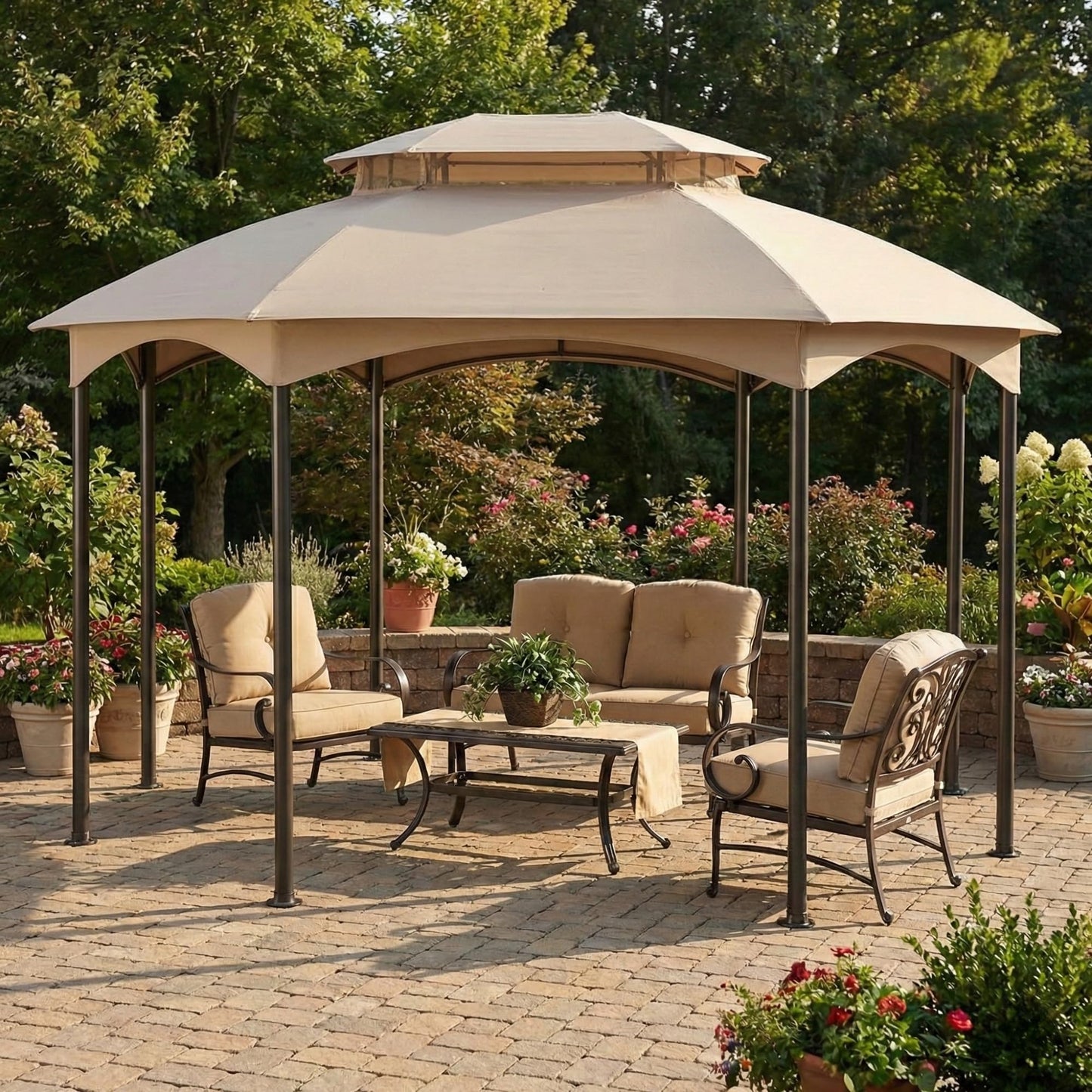 Garden Winds Durable 350 Replacement Canopy Top Compatible with Manhattan 10’ x 12’ Gazebo Model L-GZ1138PST - Beige