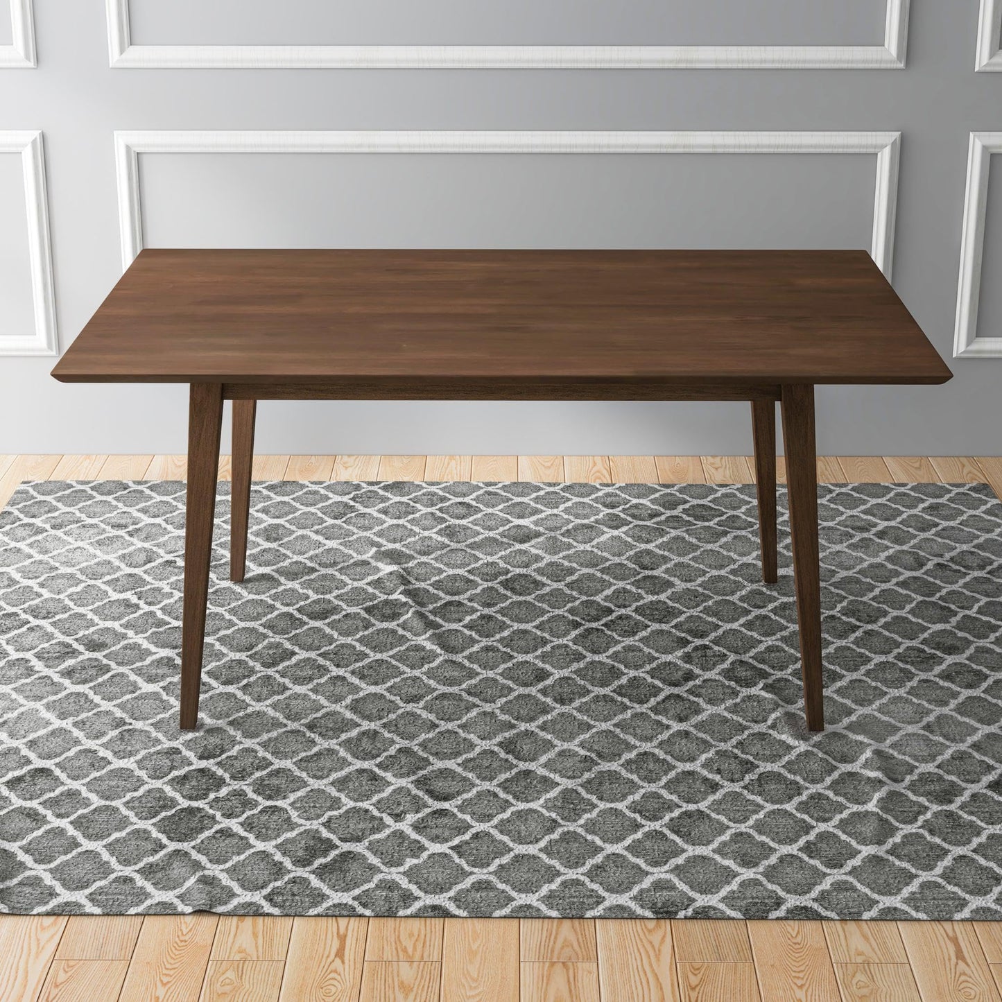 GDFStudio Solid Wood Rustic Dining Table, Modern Rectangular Dinner Table for 4-6, Kitchen and Dining Room Furniture with Beveled Edges, Mid-Century Style Home Furniture, Easy Assembly, Brown 63" W