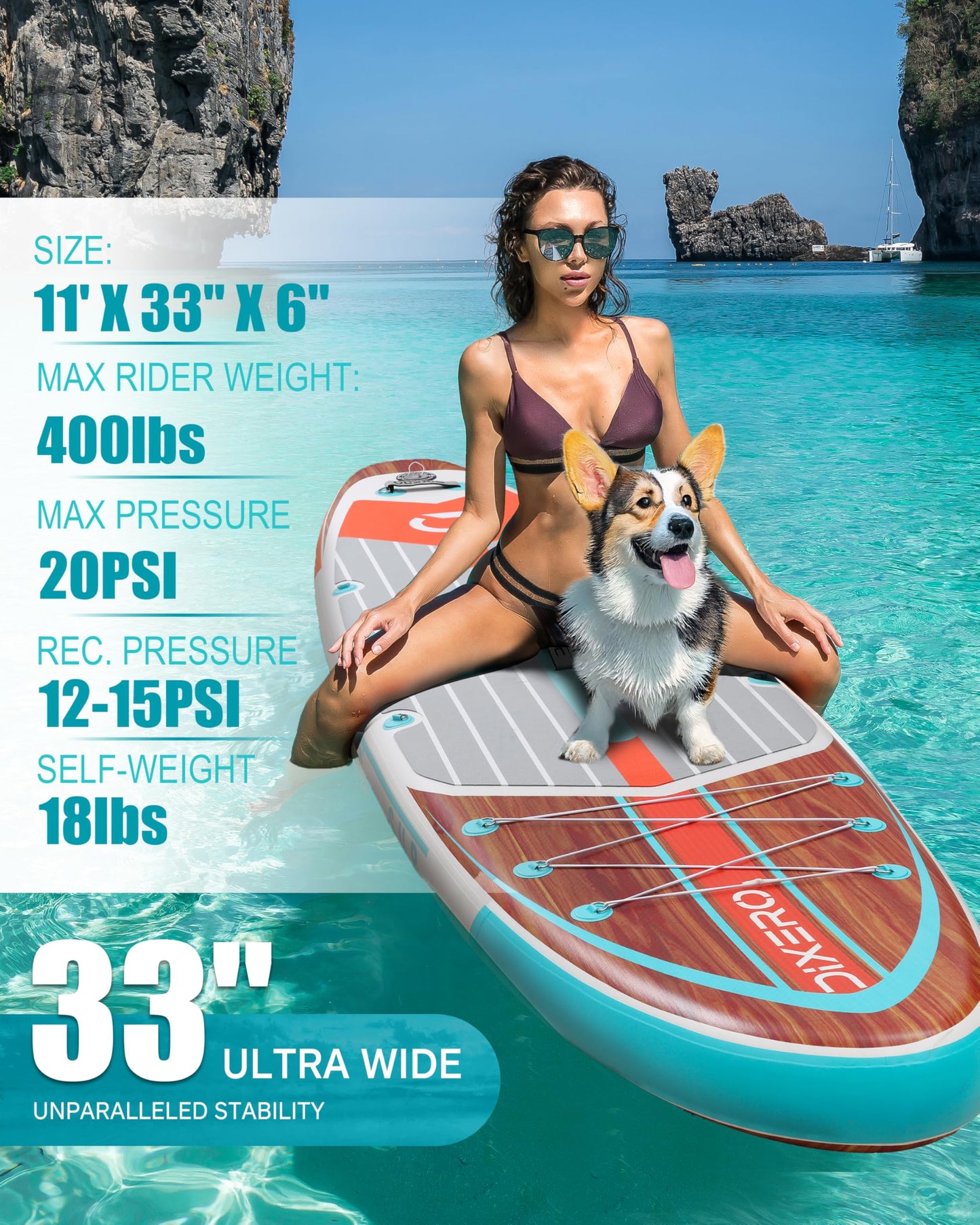 Dixero Inflatable Stand Up Paddle Board with SUP Accessories, Anti-Slip EVA Deck, 11'*33" Inflatable Paddle Boards for Adults & Youth of All Skill Levels