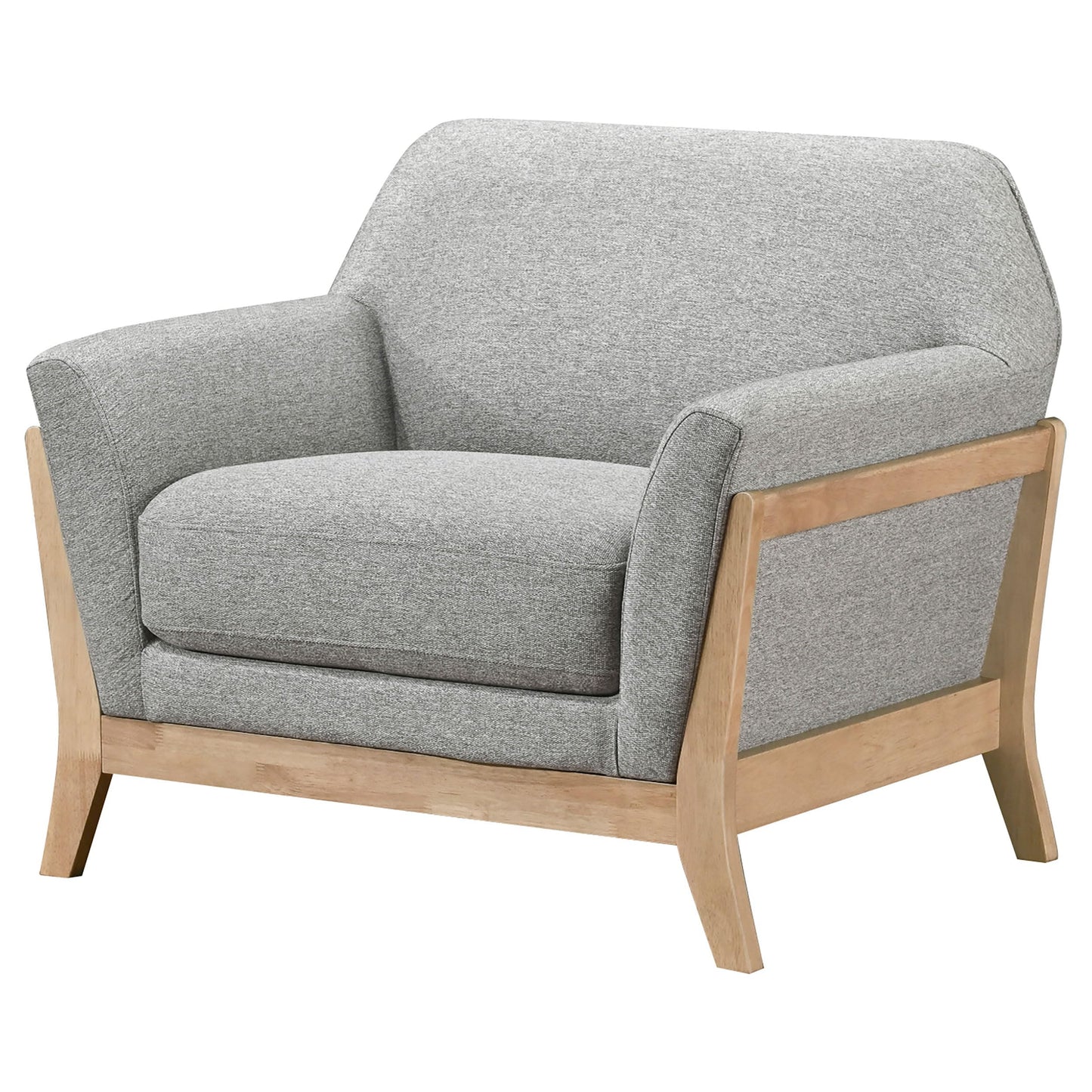 Coaster Home Furnishings - Vaughn - Fabric Upholstered Flared Arm Accent Chair with Tight Back, Blonde Legs, Foam Filling and Attached Seat Cushion - Living Room - Grey - 511073