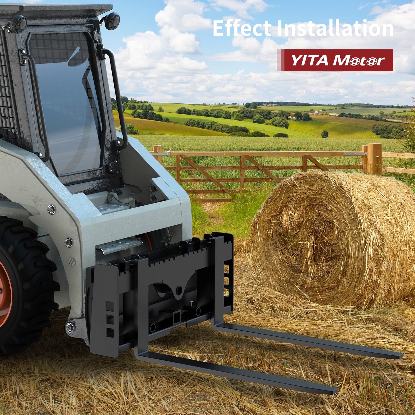 YITAMOTOR 48" Skid Steer Pallet Forks Blades Attachment, 2500 lbs Capacity