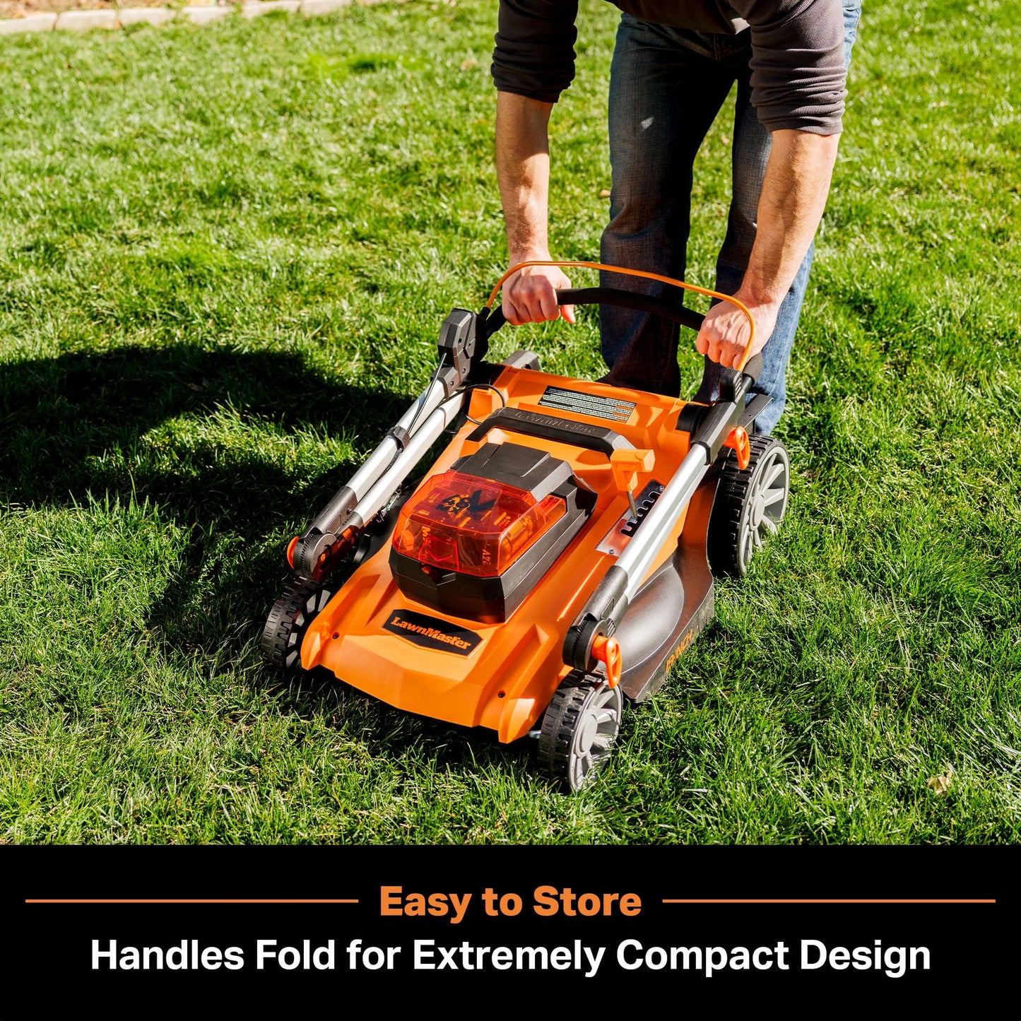 LawnMaster 48V MAX Electric Lawn Mower, 19-inch Brushless Cordless Lawn Mower with 2X24V MAX 4.0Ah Battery and a Dual Charger-CLMF4819A