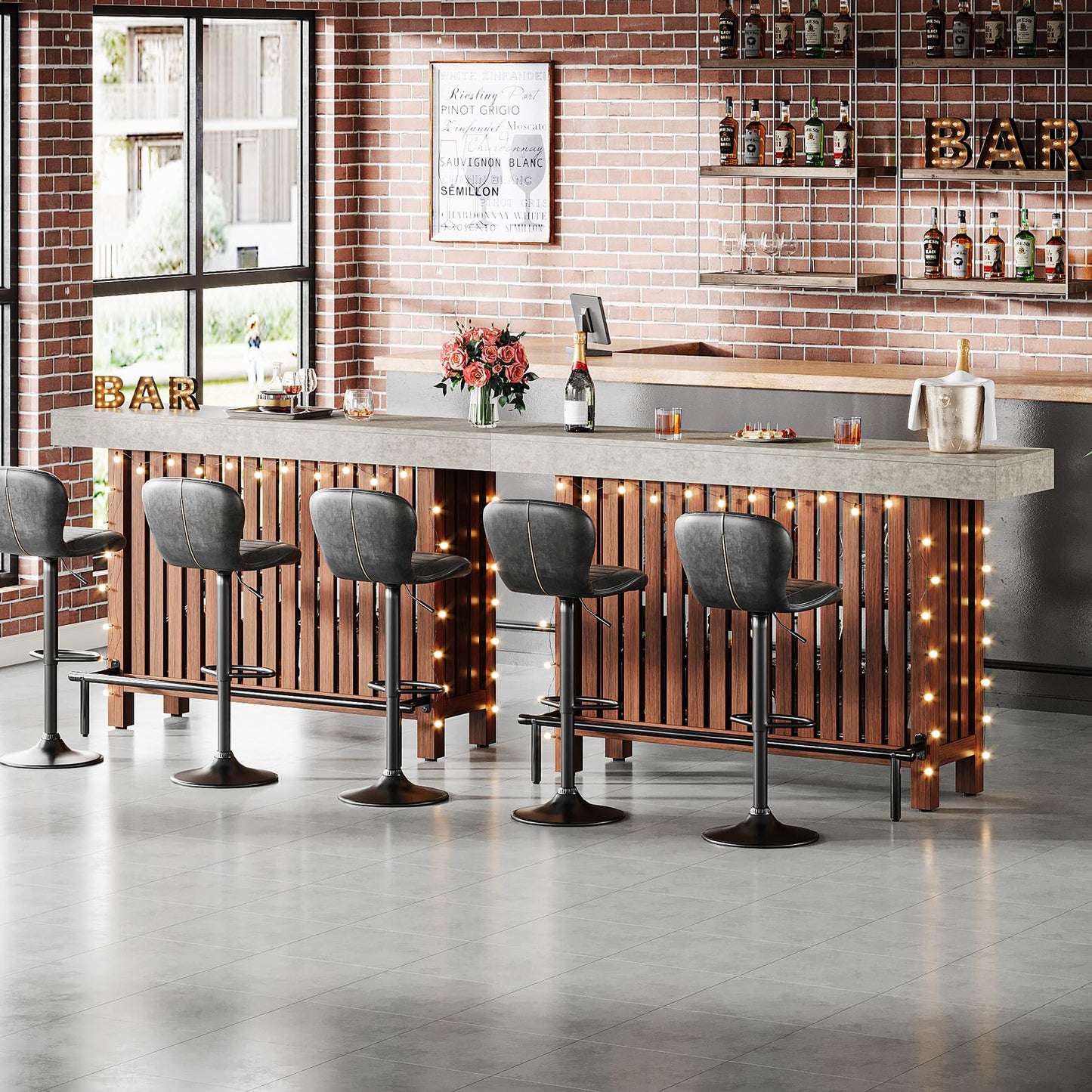Tribesigns 63-Inch Large Home Bar Unit, 2-Tier Mini Bar Table, Height Pub Table with Footrest, Modern Coffee Bar Cabinet for Home Kitchen, Bistro, Dining Room, Living Room