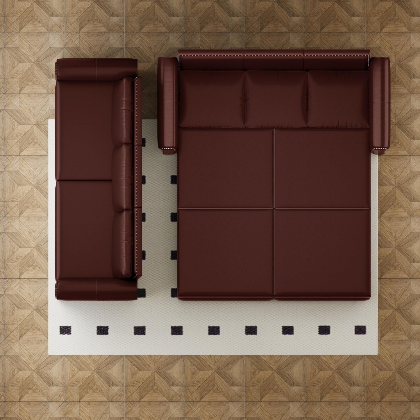 KEIKI 94" Chesterfield Sofa with Pull-Out King Sleeper Bed, 3-in-1 Convertible Faux Leather Sofa Bed, Rolled Arm Upholstered Couch for Living Room, Bedroom, Office, Burgundy