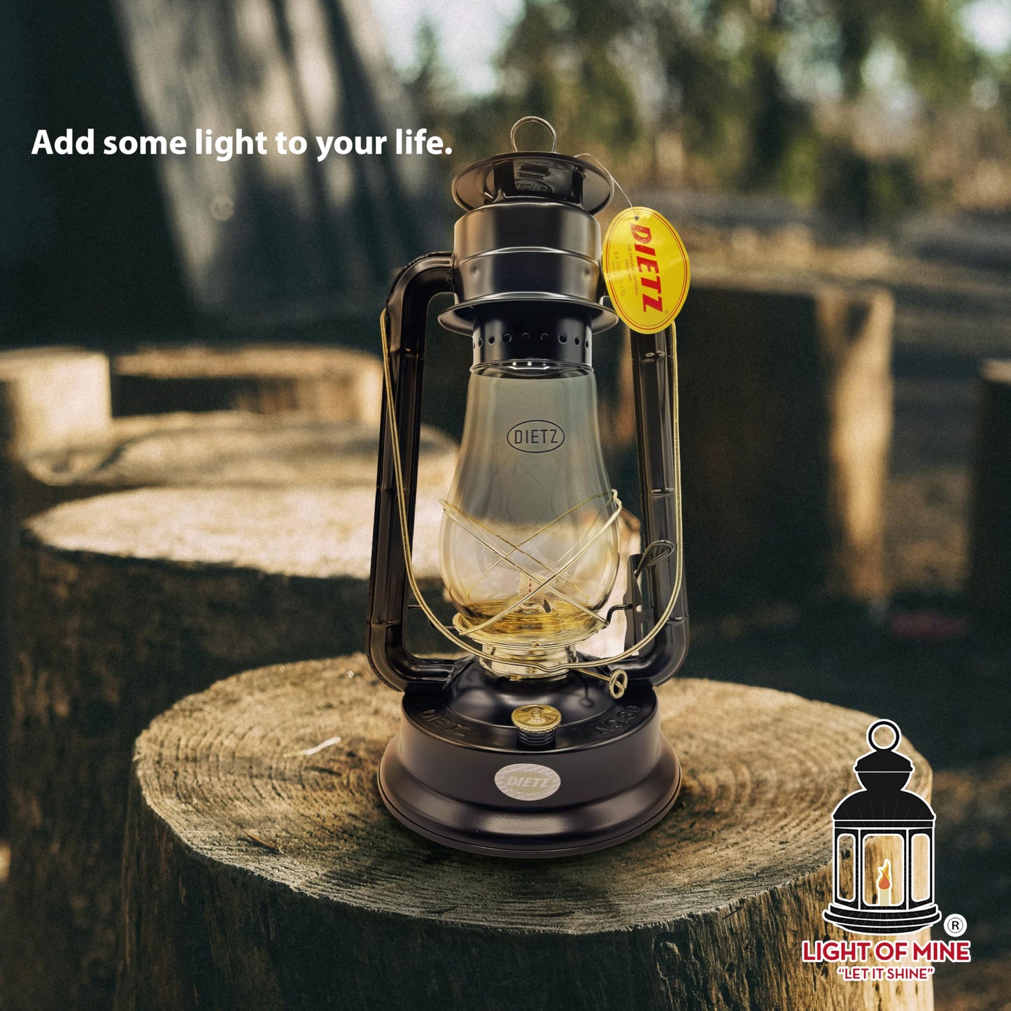 LIGHT OF MINE Blizzard Oil Lantern - Dietz #80, Borosilicate Glass, Black with Gold Trim