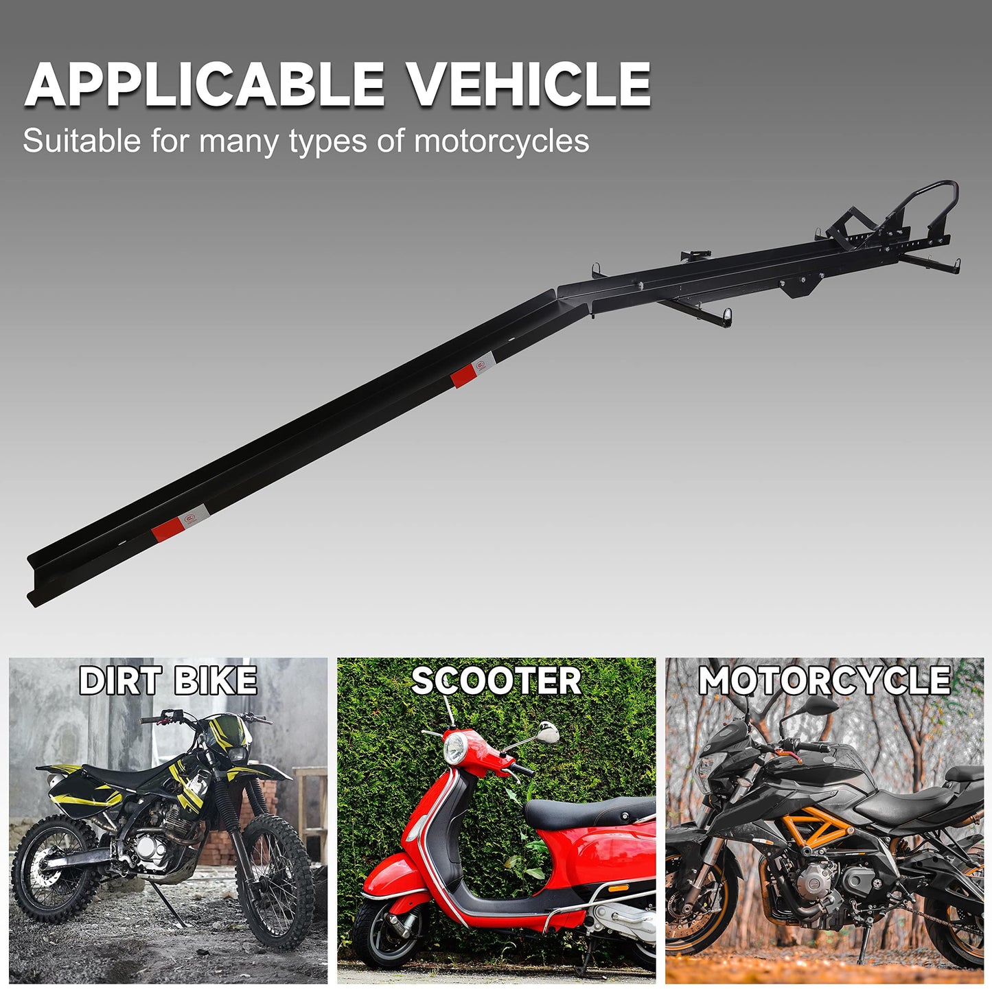 ECOTRIC 600LBS Black Motorcycle Carrier Mount Dirt Bike Rack Hitch Hauler |with Loading Ramp| Superior Heavy Duty (You Will Receive Two Packages for This Item)