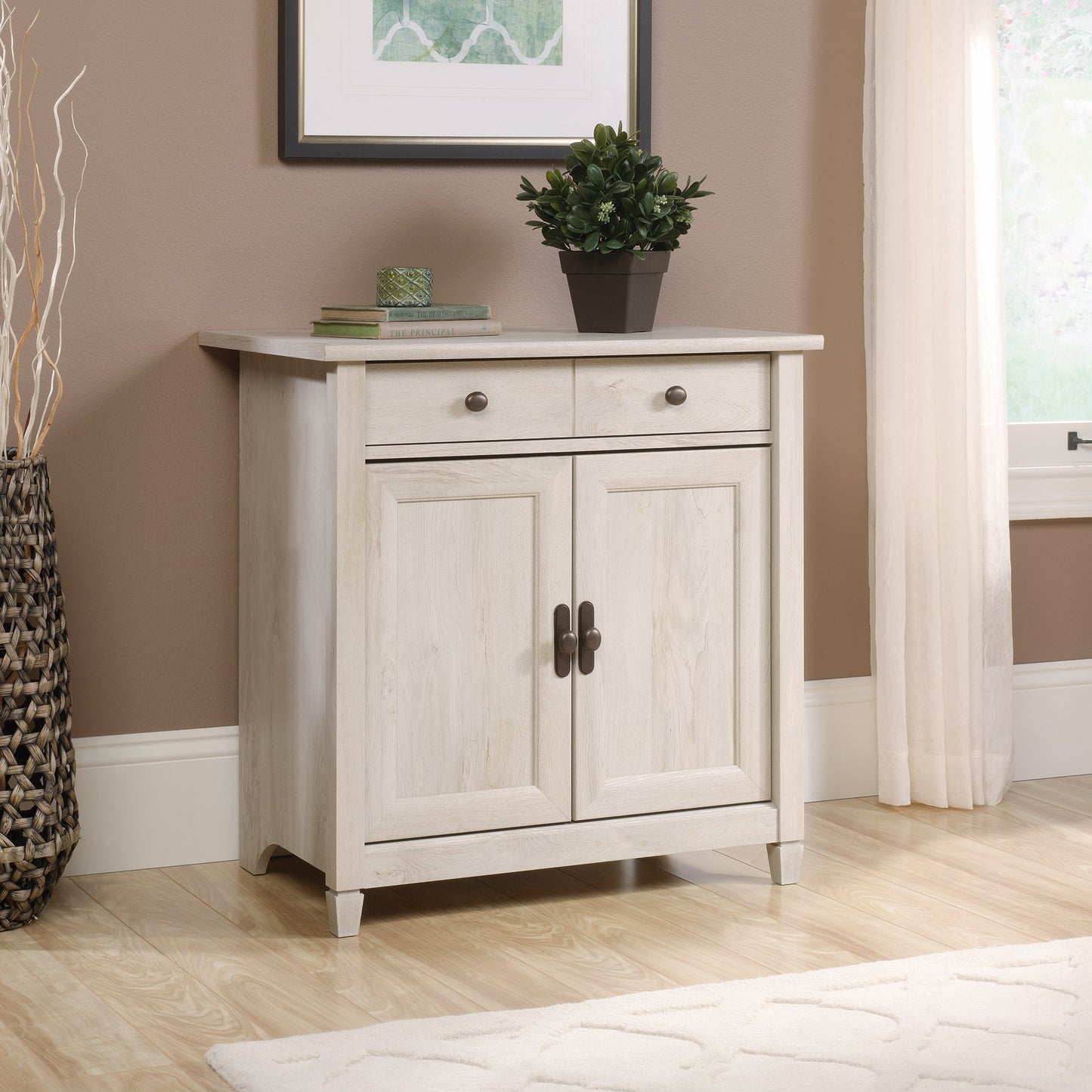 Sauder Edge Water Accent Storage Cabinet with Doors, Utility Cabinet, in Chalked Chestnut finish
