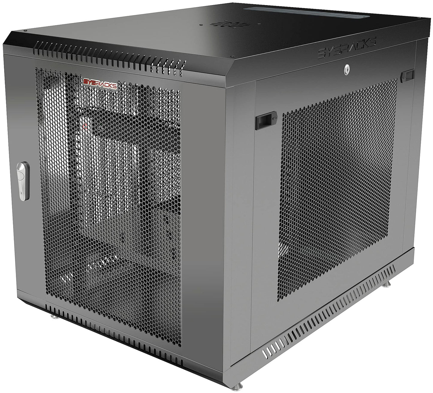 Sysracks 12U MESH Wall Rack Mount Server 35" Deep Network Cabinet, Server Rack with Fan, Removable Side Panels, Locking Glass Door 19" Computer Cabinet Enclosure Network Rack Case 12.900