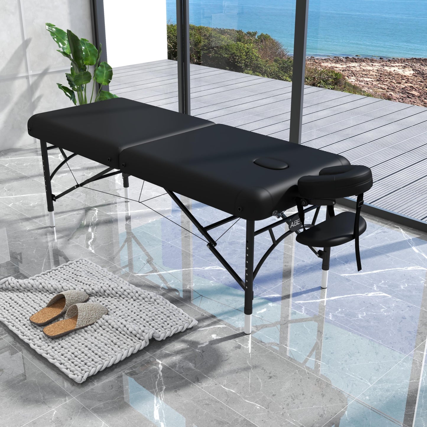 ABET Massage Table 28 Inch Wide, Spa Tattoo Bed, Memory Foam PU Leather Professional 2 Fold Portable Facial Esthetician Salon Bed with Carrying Bag & Lightweight Aluminium Leg, Hold Up to 1100LBS