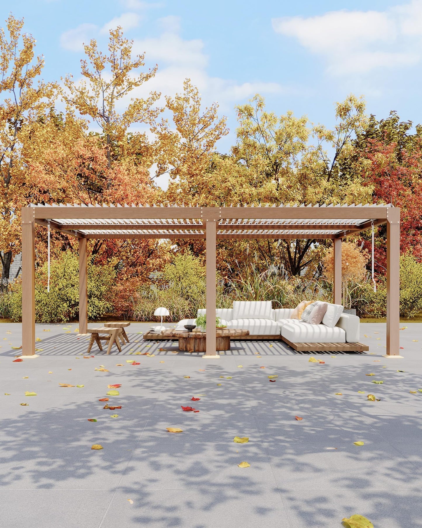 12x20 ft Louvered Pergola, Aluminum Outdoor Pergola with Adjustable Louvered Roof & Integrated Drainage System, Hardtop Gazebo for Patio, Deck, Backyard, Garden