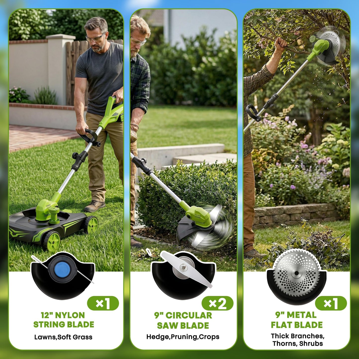 4-in-1 Electric Small Lawn Mower with Detachable Wheeled Base, 3 Position Cutting Height, Cordless Mini Push Mower Battery Powered for Garden/Yard/Farm, Gardening Gifts for Parents, Seniors, Women