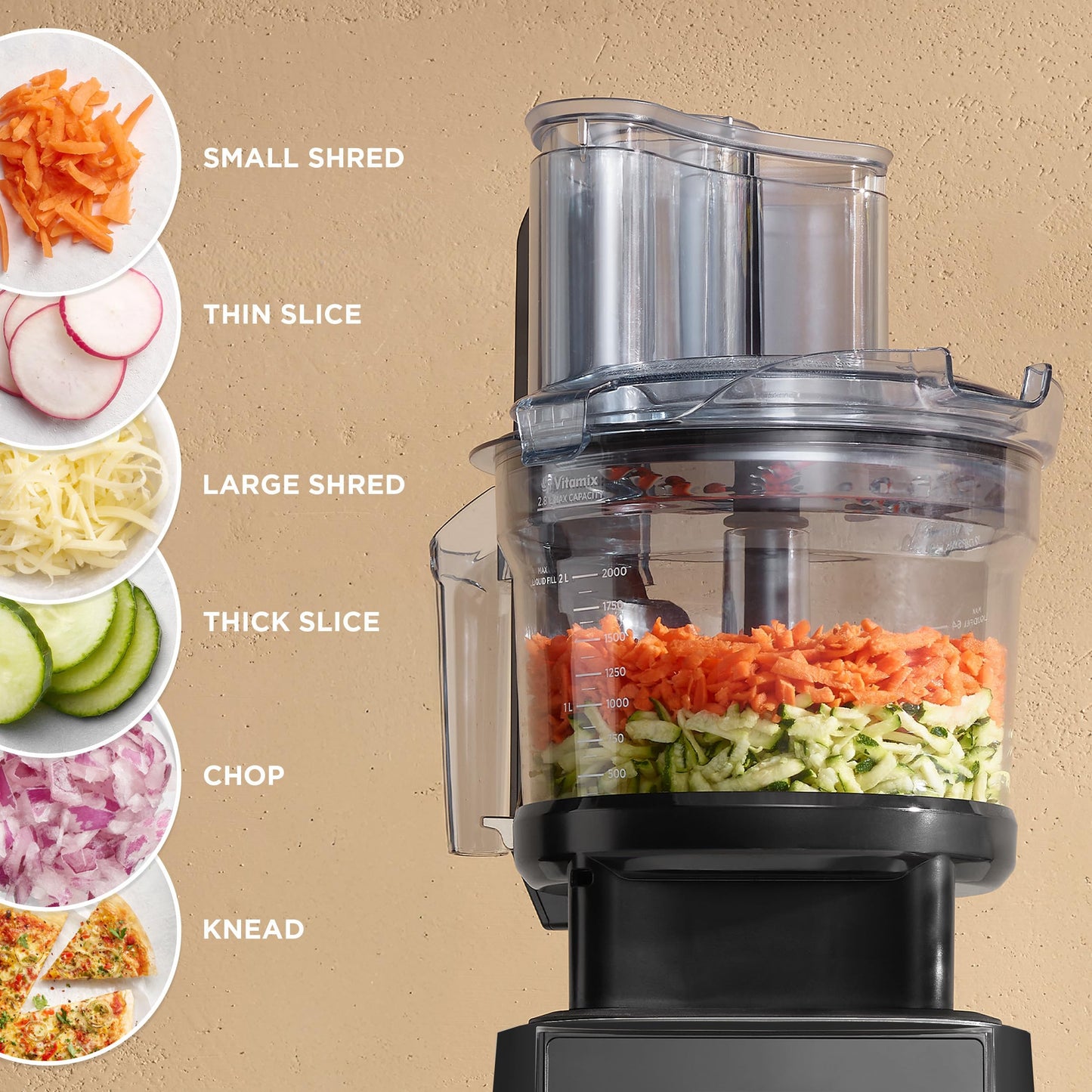 Vitamix Ascent X2 SmartPrep Kitchen System, Professional-Grade Blender, Stainless-Steel Blades, 12-Cup Food Processor Attachment, 48 Oz Blender Container, Black