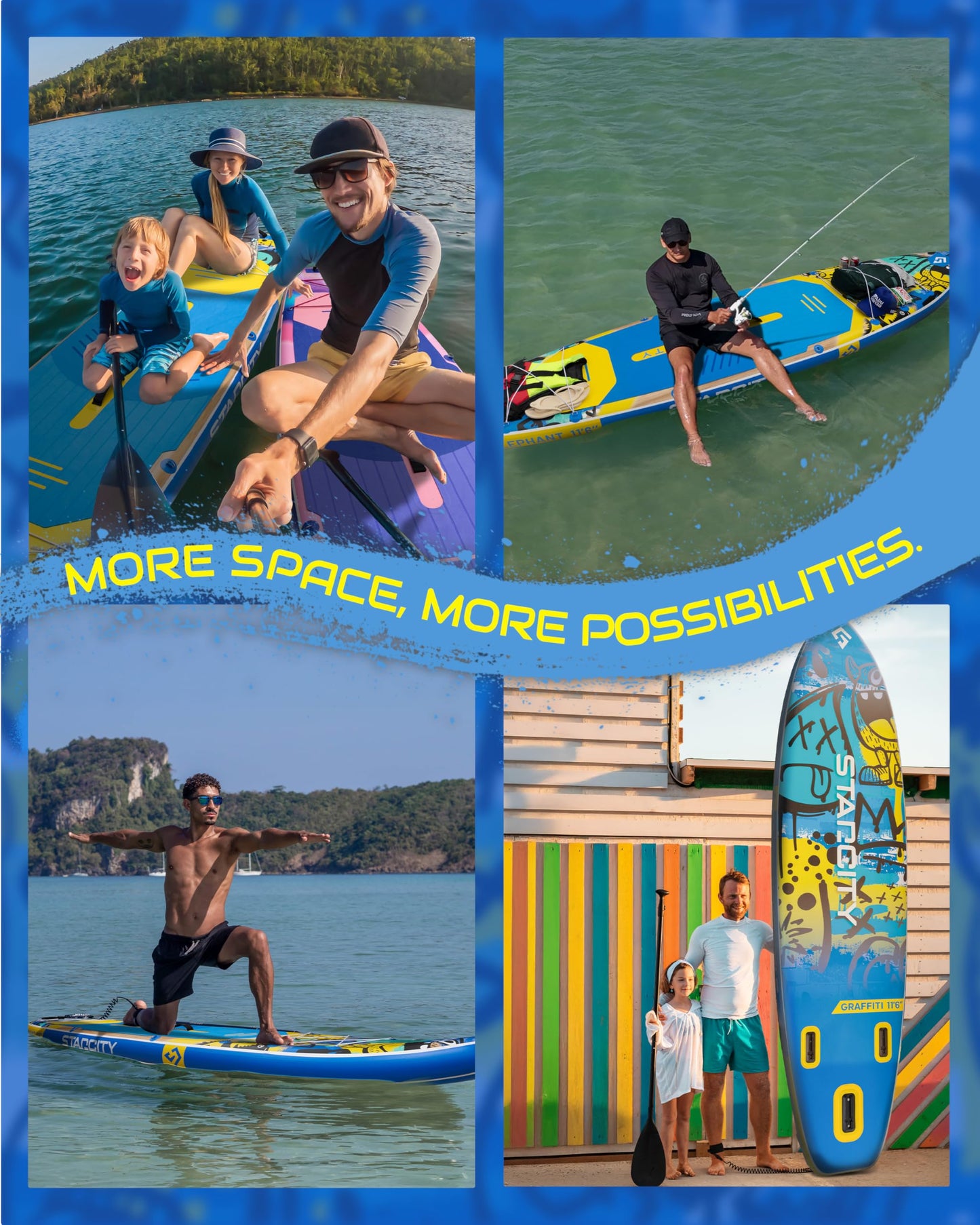 Starcity Inflatable Stand Up Paddleboard 11'6"*35"*6" Extra Wide Glide Control Load Ready 450 Pound Capacity for Lake Ocean Touring Yoga W/Floating Paddle W/Seat Paddlers Couples Youth