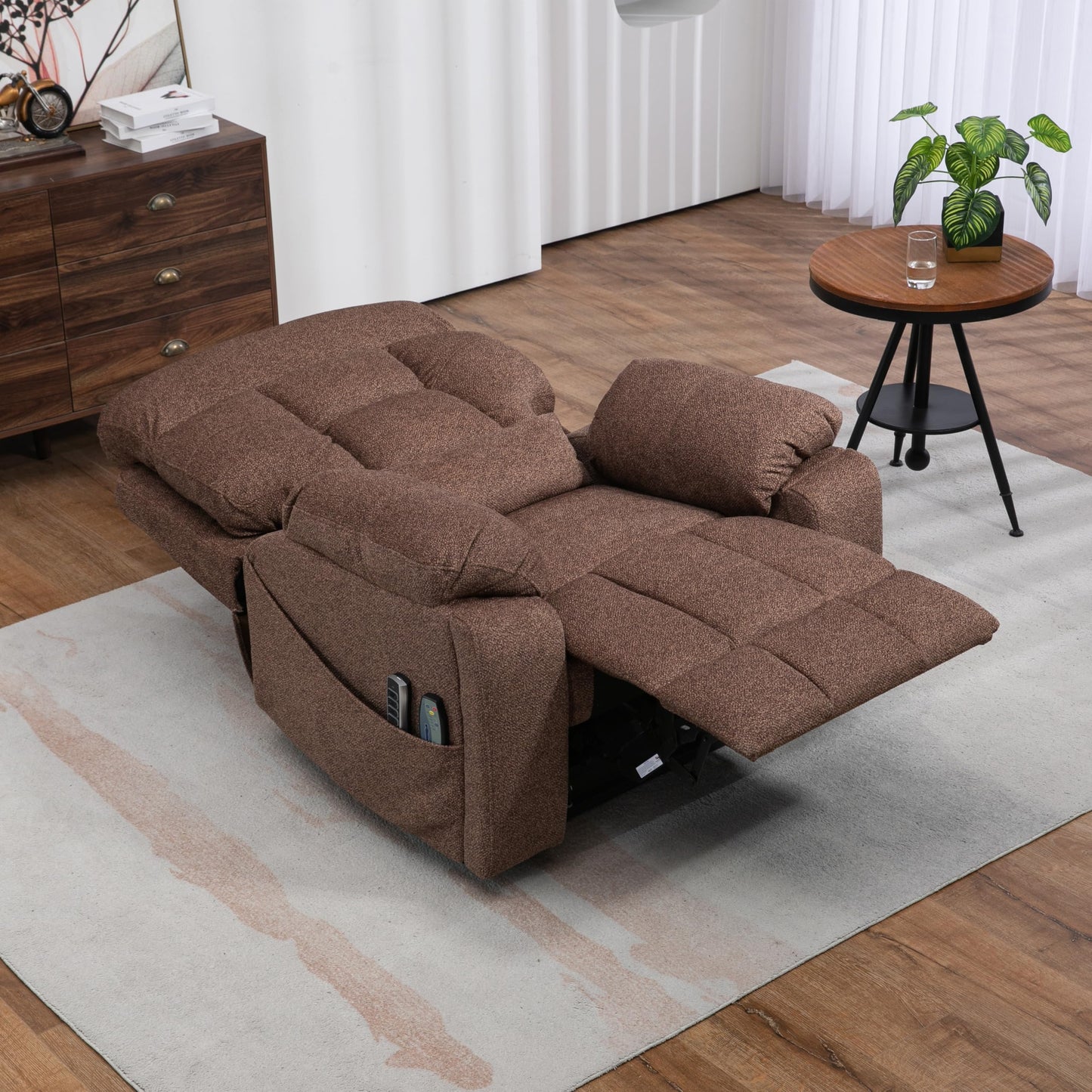 4 Motors Oversized Electric Lift Chair Power Recliner Sofa Chair for Adults with Massgae,Heat and Hidden Cup Holders, 180° Infinite Electric Reclining Armchair Comfy for Living Room, Bedroom,Office