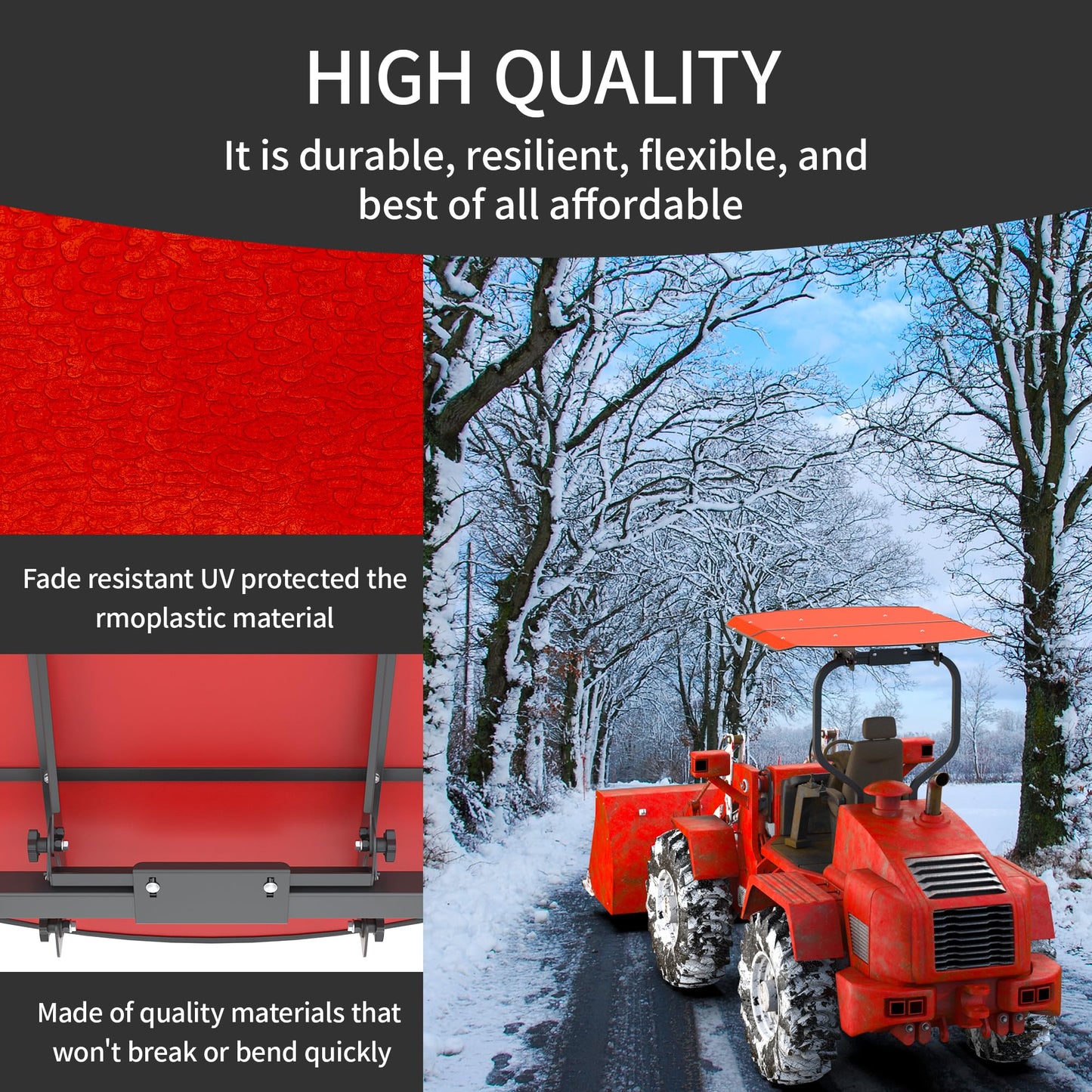 MOOFI Mowers Canopy for ROPS - Non-fading High-Density Thermoplastic Umbrella - 53-3/8" X 53-3/8" (Adds About 4" to Tractor Height)