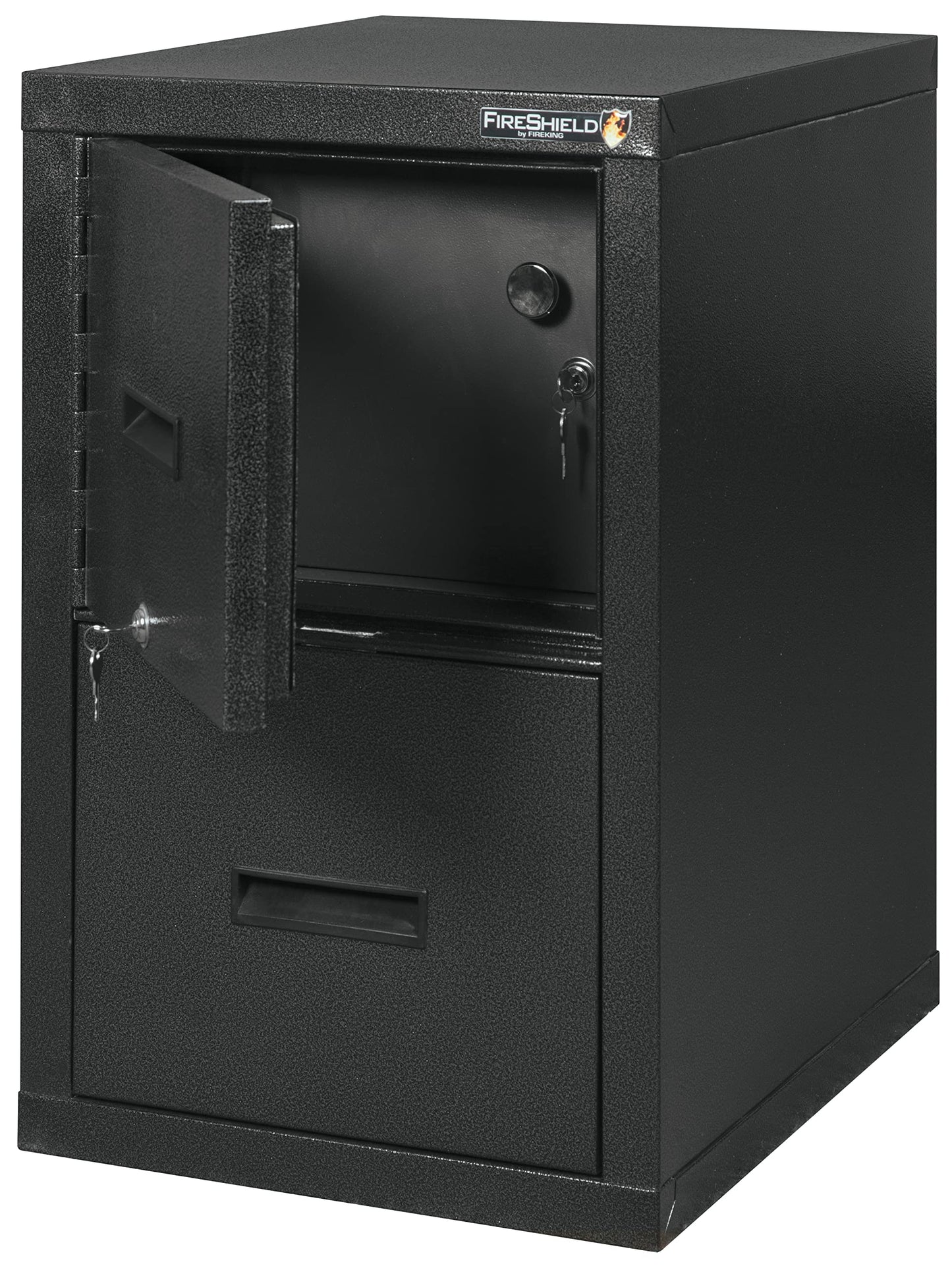 FireKing® FireShield 22" D Vertical 1-Drawer File Cabinet and Safe, Metal, Black Stone