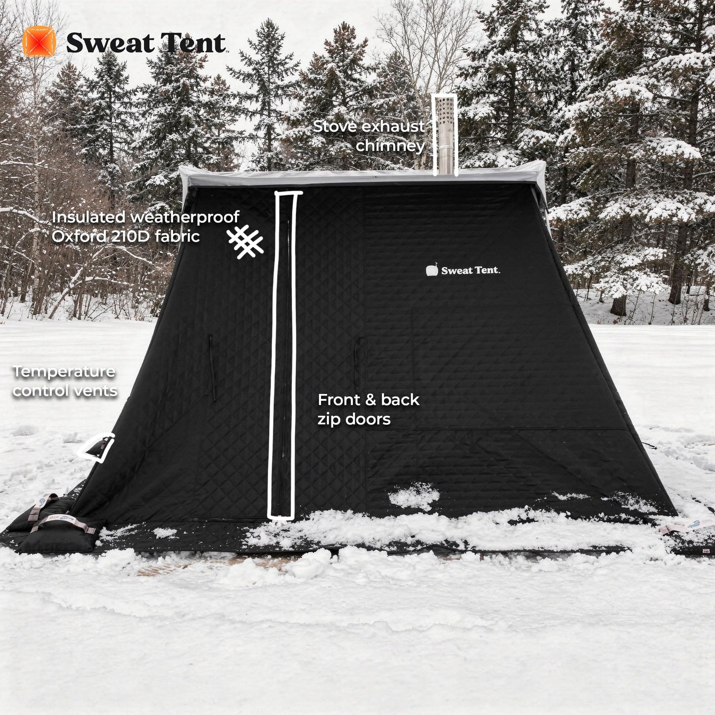 SweatTent Portable Outdoor Sauna (Extra Large) – Tent Only, Accessories Sold Separately – Wood-Fired Compatible, Quick Assembly – High-Temp Recovery Sauna for 10 Adults – Backyard & Camping Use