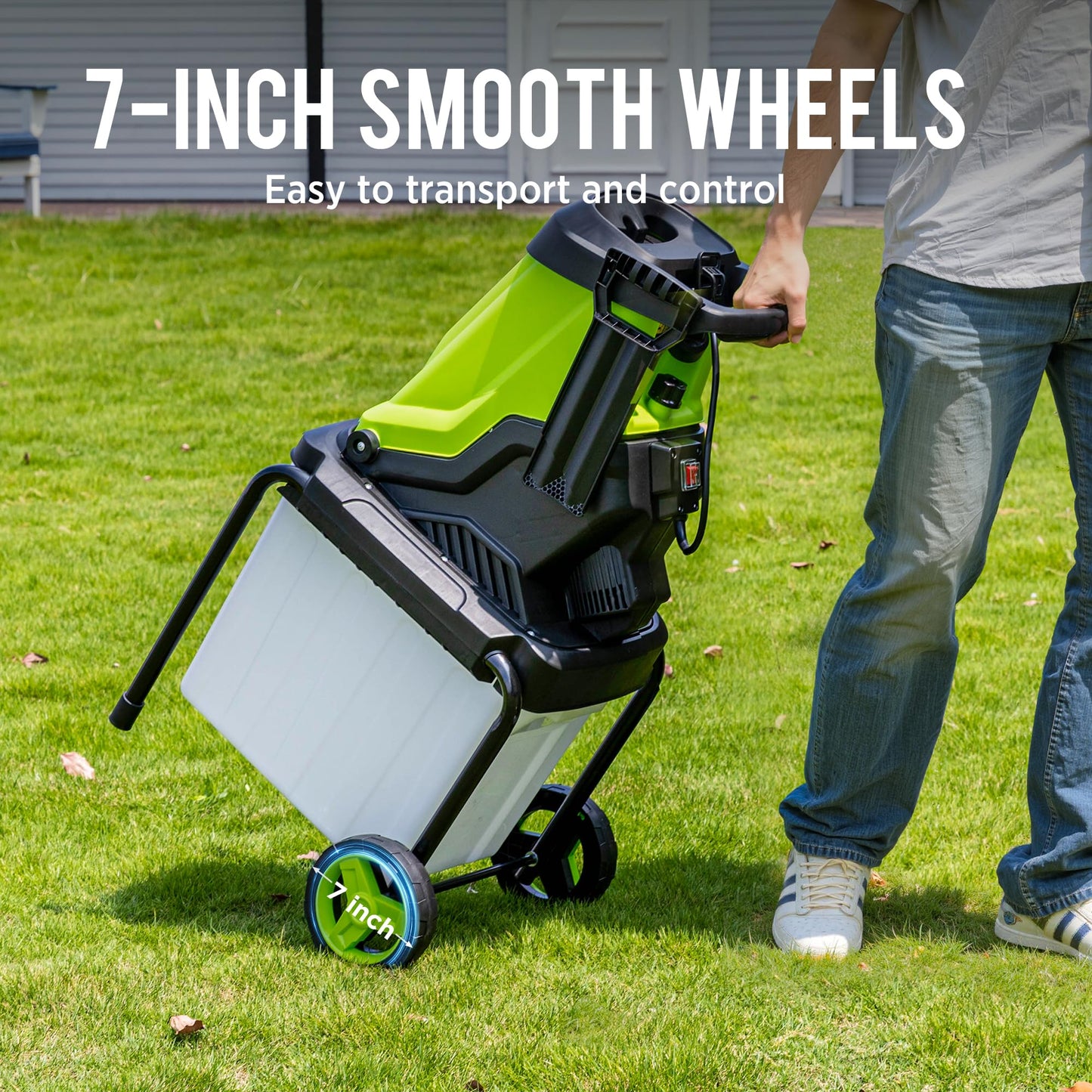 Steelite 1.8" 15 Amp Electric Wood Chipper, 55L Collection Bin Electric Mulcher Chipper Shredder, Wood Chipper with Max 4000RPM Motor Speed, Easy-Cleanup Dual Steel Blades Ideal for Twigs, Branches