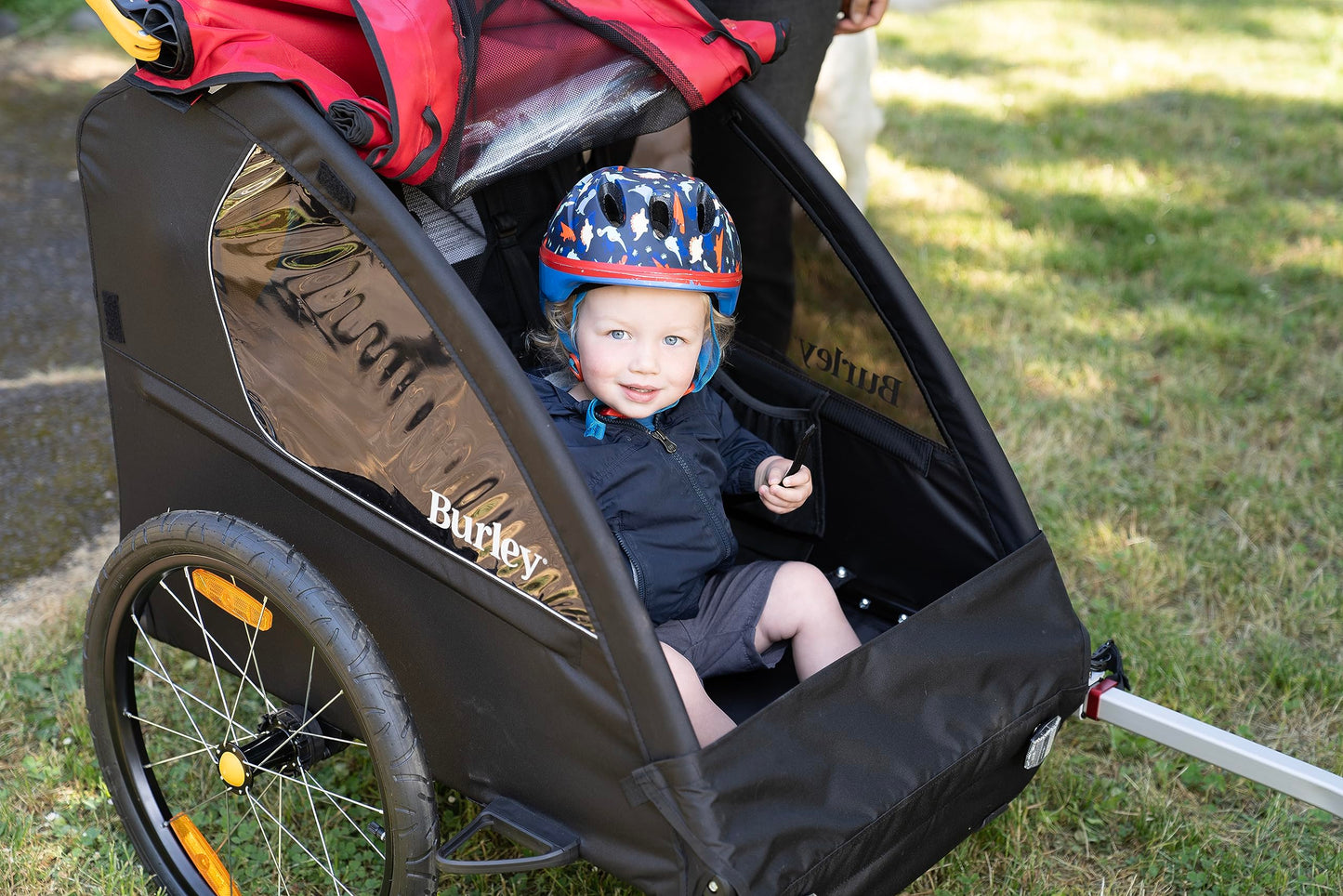 Burley Honey Bee | Lightweight 2-Seat Bike Trailer & Stroller with Adjustable Handlebar & Compact Fold