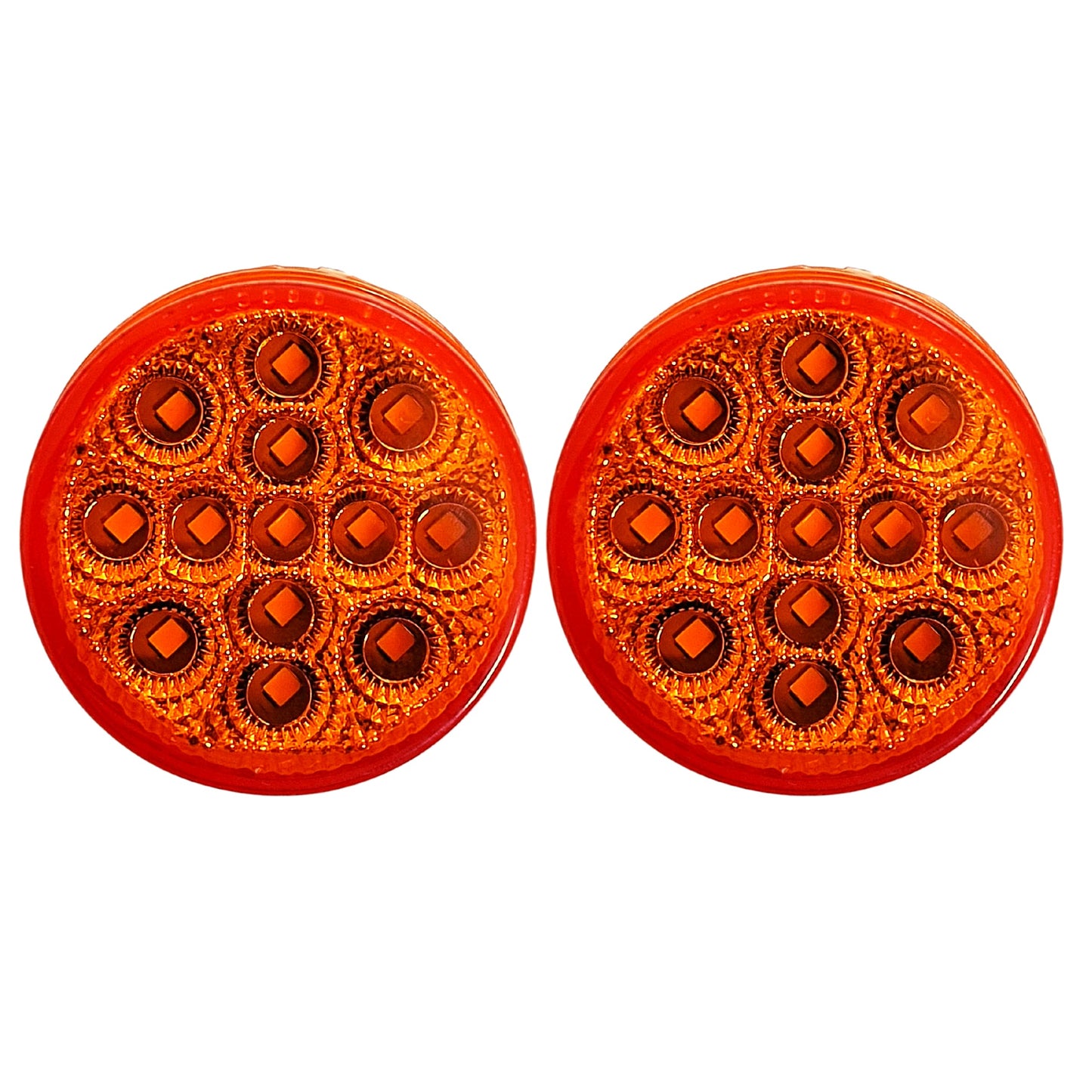 All Star Truck Parts Amber LED Clearance Side Marker Lights Kit - 2x 2.5in, 13 Diodes, Waterproof, Flush Mount, Model ASA2513A2-N