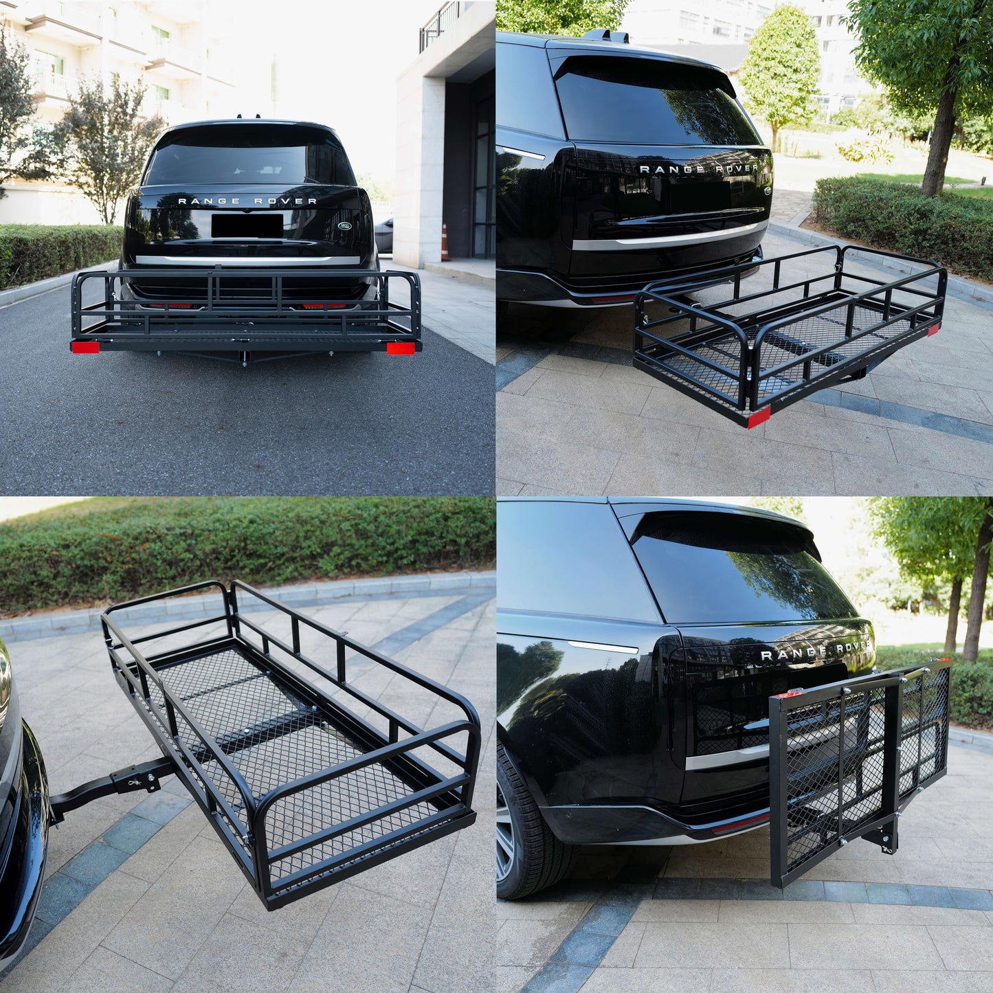 fouwick 60" x 24" x 13" Hitch Cargo Carrier, 600 Lbs Heavy Duty Folding Luggage Rack for SUV & Truck, Steel Mesh Cargo Carrier Hitch Mount Fits 2" Receiver, Powder Coated Vehicle Cargo Basket
