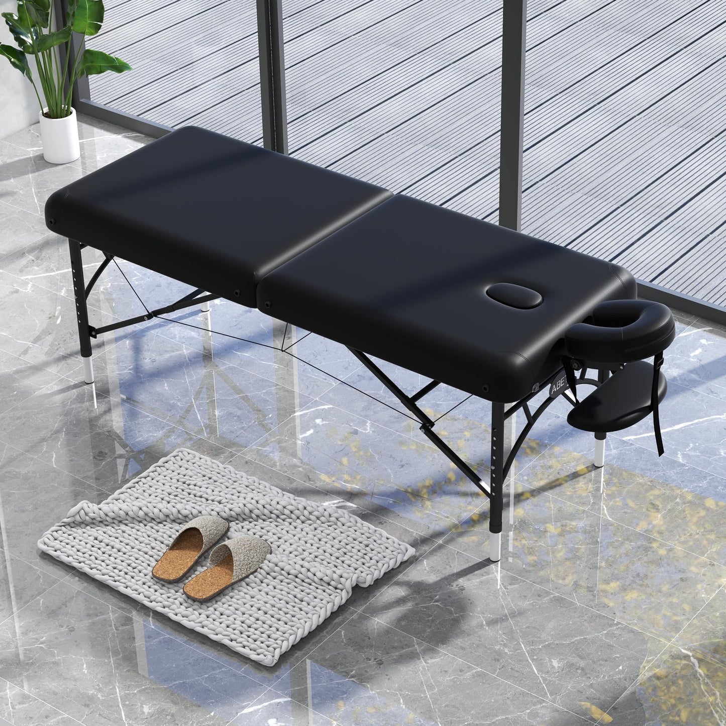 ABET Massage Table 28 Inch Wide, Spa Tattoo Bed, Memory Foam PU Leather Professional 2 Fold Portable Facial Esthetician Salon Bed with Carrying Bag & Lightweight Aluminium Leg, Hold Up to 1100LBS