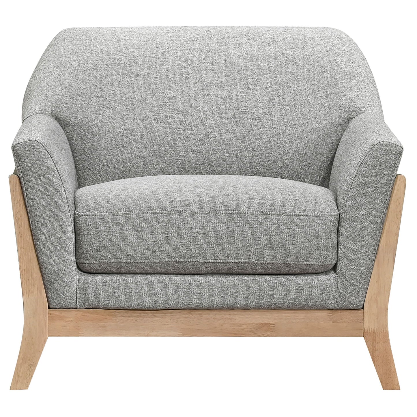 Coaster Home Furnishings - Vaughn - Fabric Upholstered Flared Arm Accent Chair with Tight Back, Blonde Legs, Foam Filling and Attached Seat Cushion - Living Room - Grey - 511073