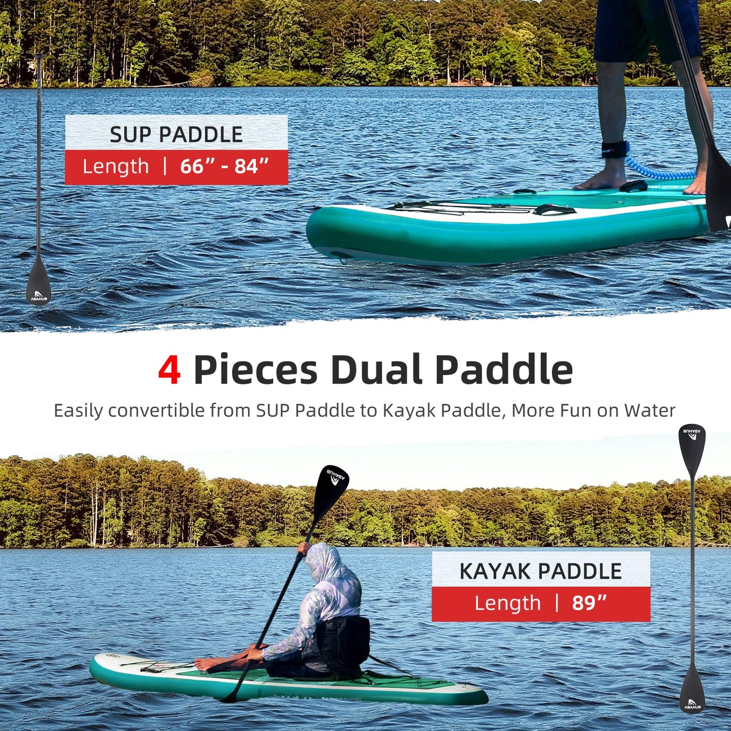 Abahub Inflatable SUP, Wide 10'6" x 31" x 6" iSUP, Green Standup Paddleboard with Adjustable SUP Kayak Paddle, for Yoga, Paddle Board, Kayaking, Surf, Canoe, Fishing