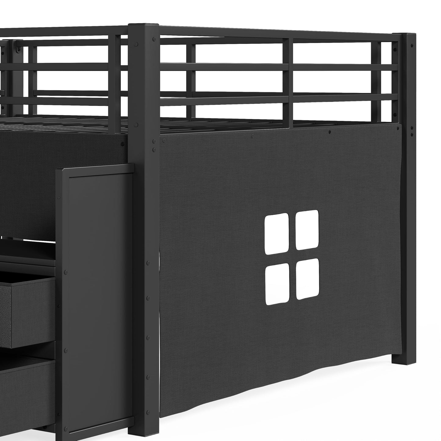 Bellemave Full Low Loft Bed,Metal Kids Loft Bed Frame for Boys Girls,Black