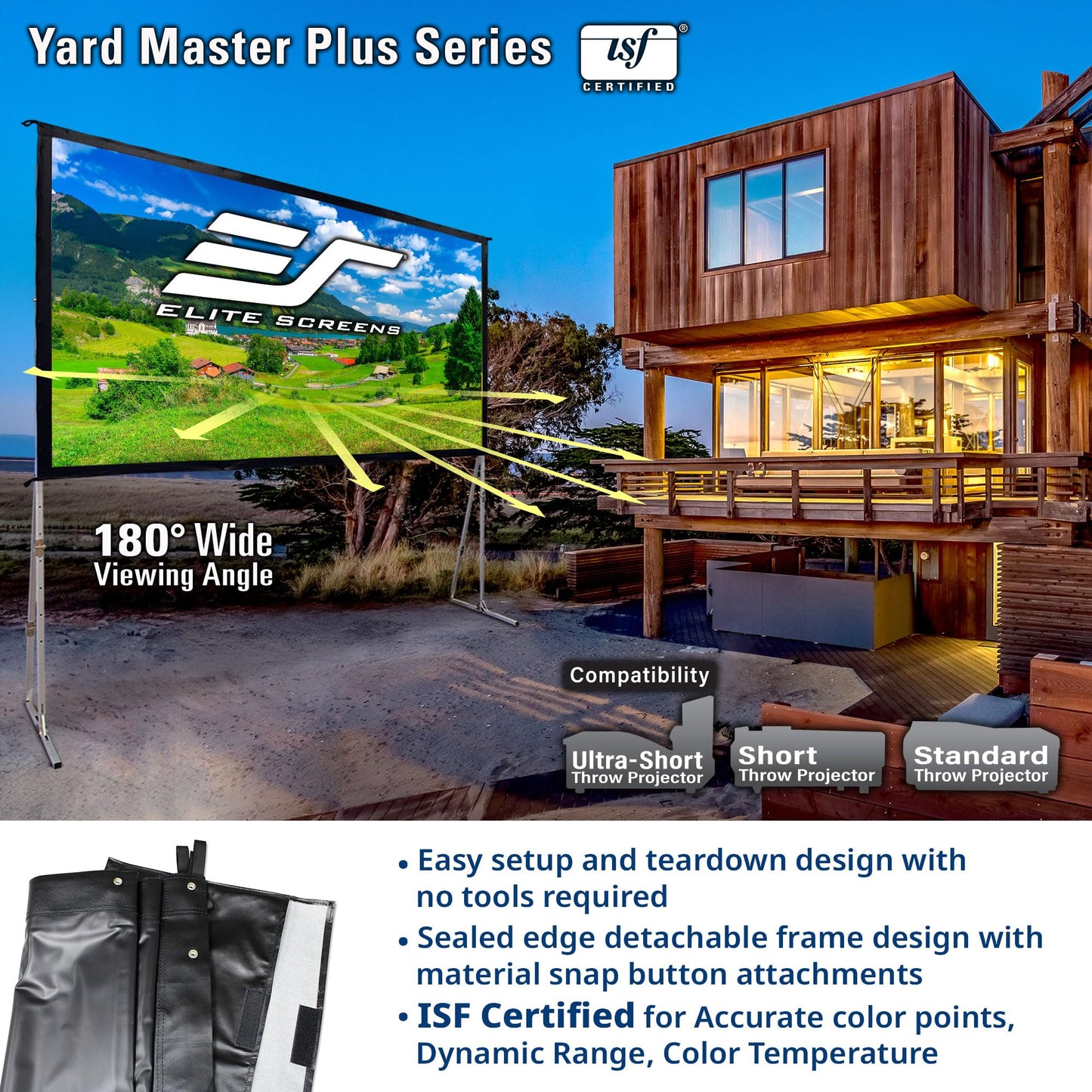 Elite Screens Yard Master Plus, 135-INCH 16:9 Height Setting Adjustable Portable Projector Screen, 4K HD Outdoor Indoor Movie Theater Front Projection, US Based Company 2-YEAR WARRANTY, OMS135H2PLUS