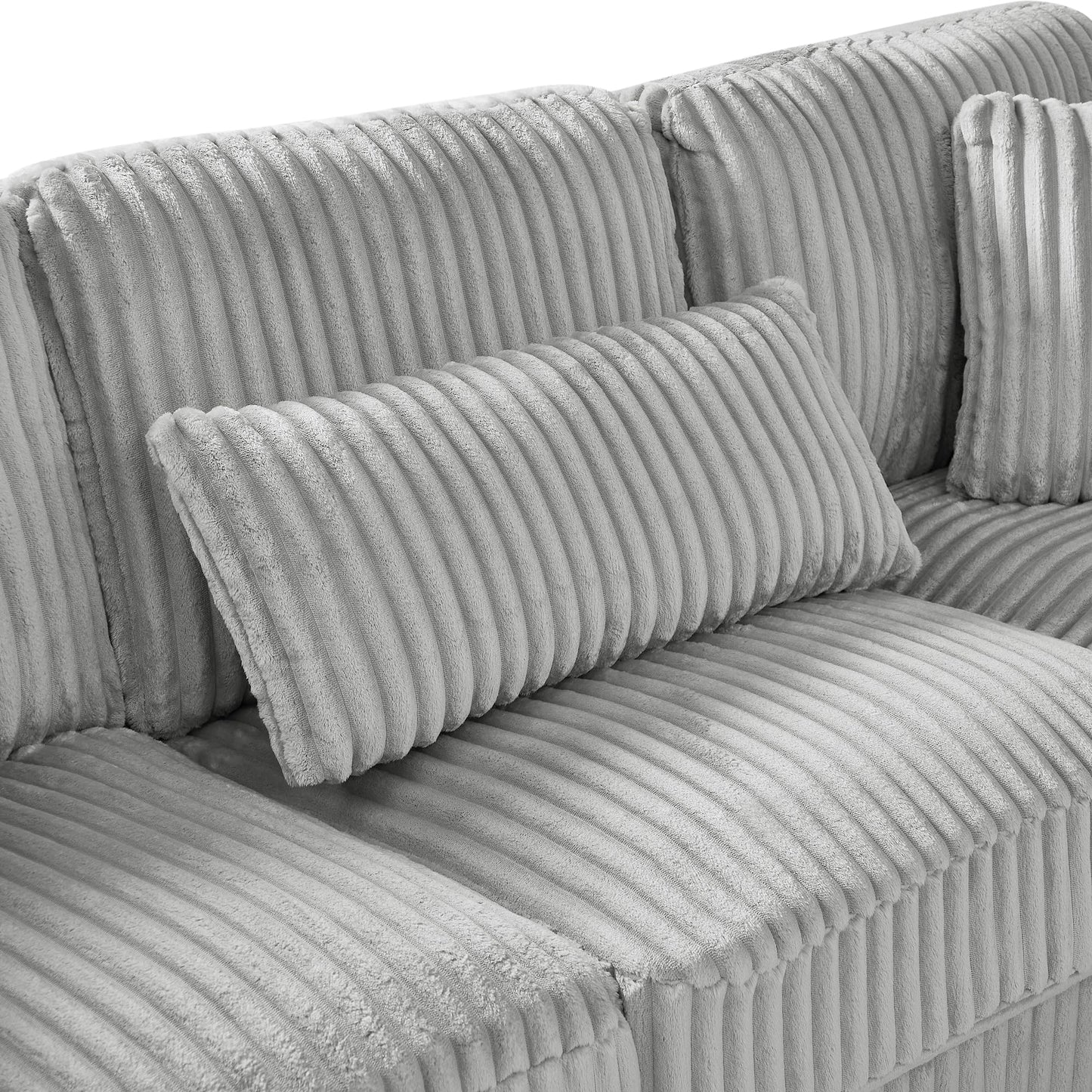 ERYE 129-Inch U-Shaped Sectional Sofa Couch W/Right Facing Chaise Lounge,Oversized Corduroy Upholstered Corner Modular Sofa Couch with 7 Toss Pillows for Living Room Sets