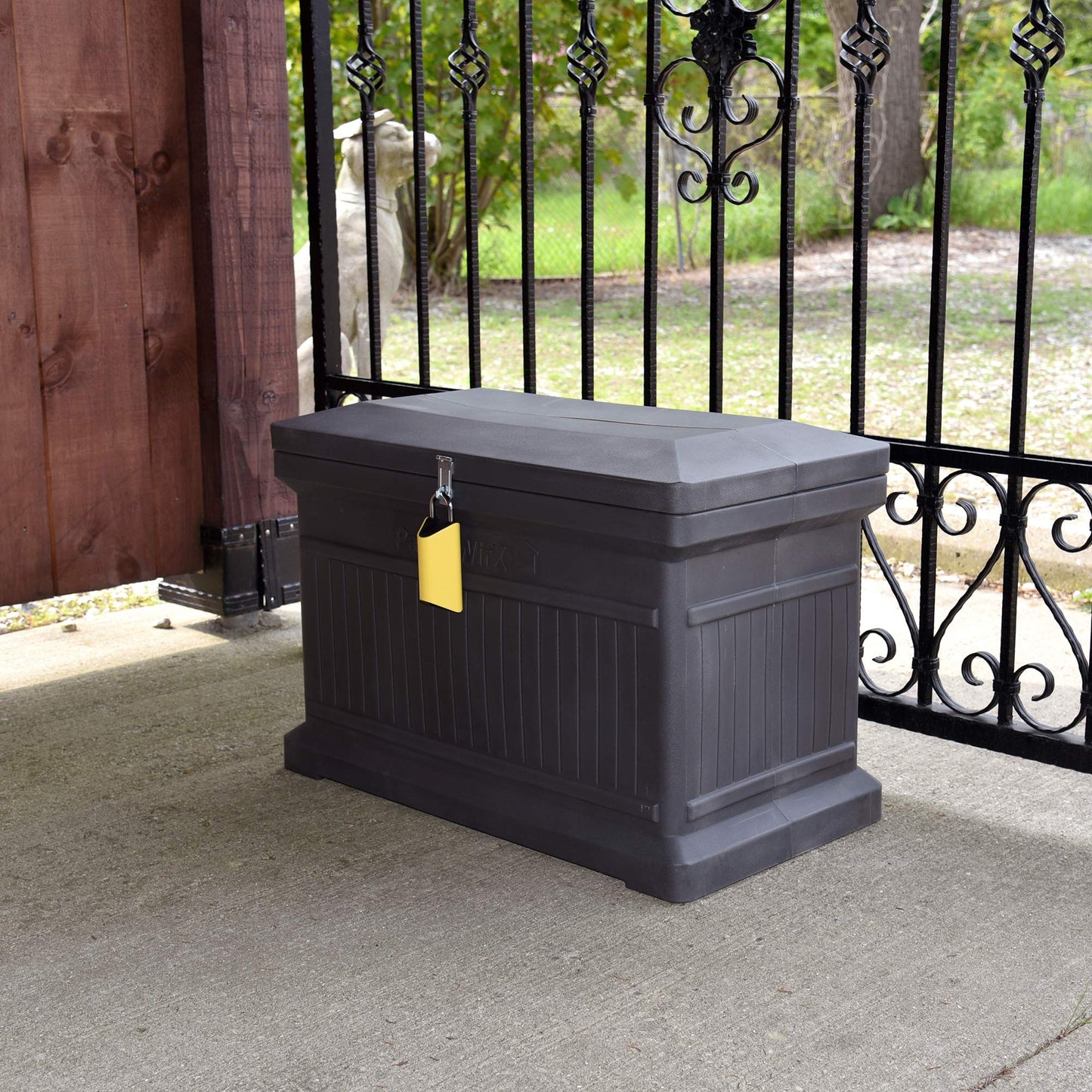 RTS Home Accents Parcelwirx Premium Horizontal Storage Cabinet/Lockable Package Delivery Box with Hinged Lid and Smart Lock, Graphite