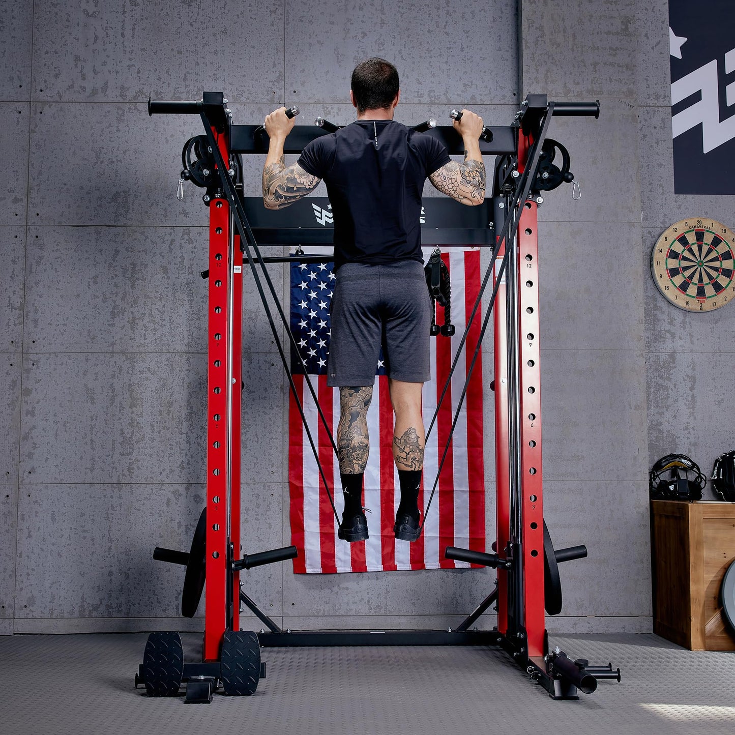 MAJOR FITNESS F22 Power Rack, 1600lbs All-in-One Squat Rack with Cable Crossover, Dual Pulley System, Heavy-Duty Steel Frame, Attachments & Storage for Home Gym Strength Training, Khaki