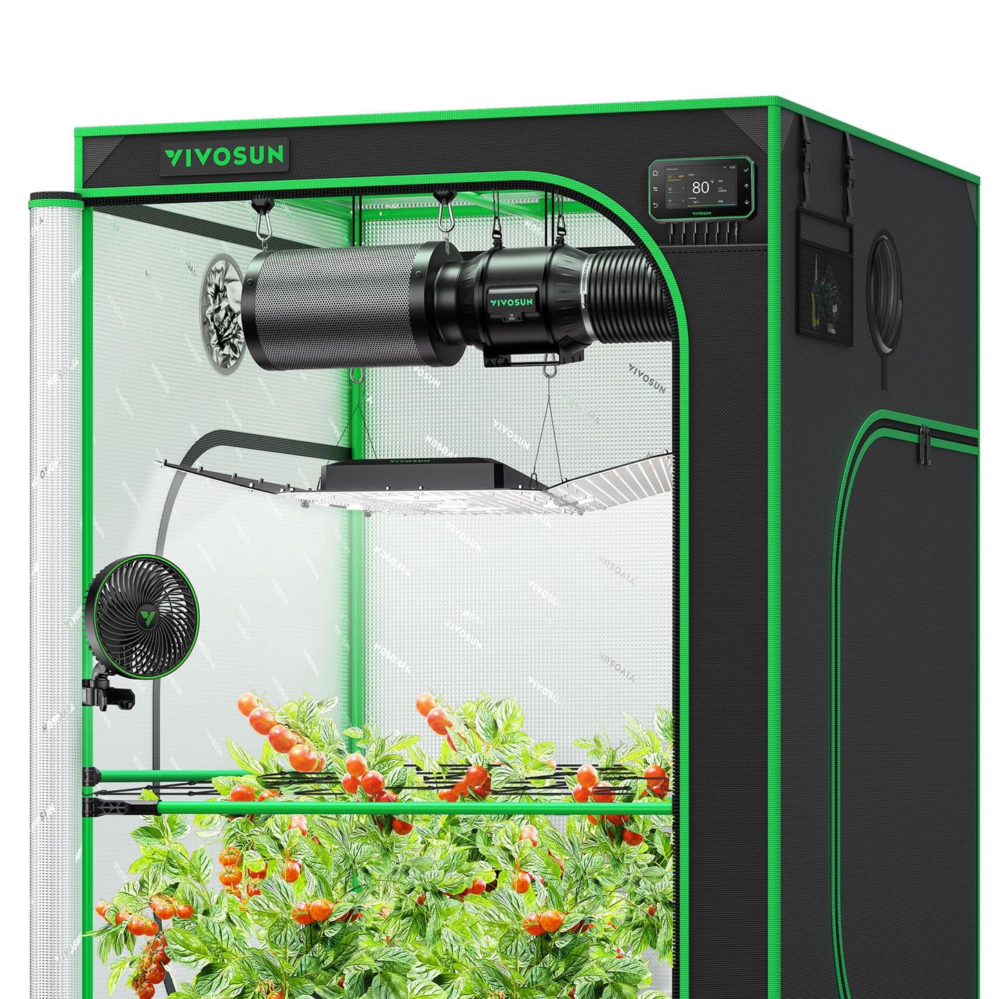 VIVOSUN Smart Pro Grow Tent Kit 4×4 Complete Smart Grow System WiFi-Integrated Automatic Control GrowHub E42A+, 2-in-1 Tunable Spectrum LED Grow Light 400W, 360° Ventilation Control System
