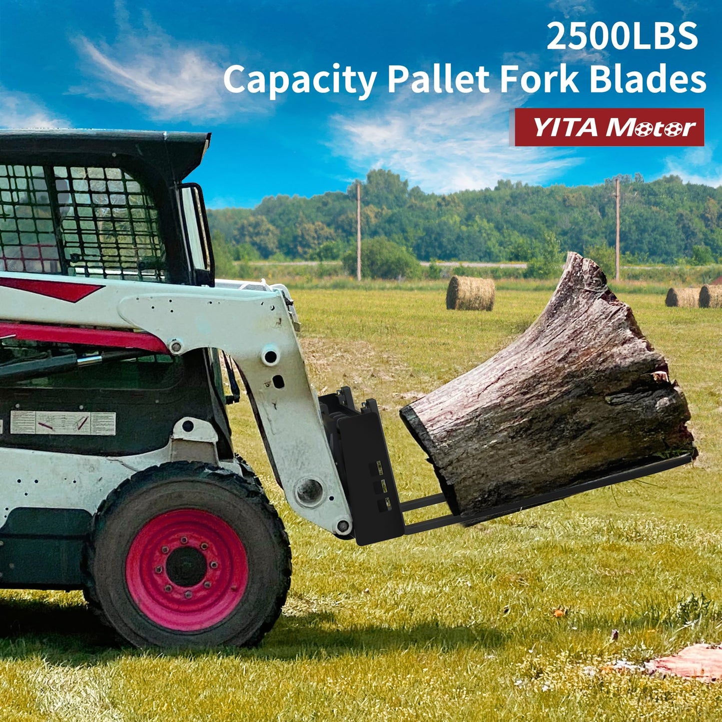 YITAMOTOR 48" Skid Steer Pallet Forks Blades Attachment, 2500 lbs Capacity