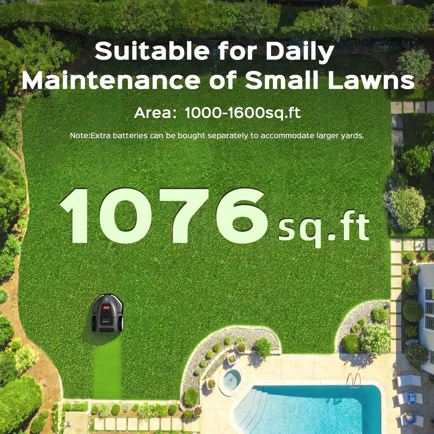 LEBOSBO V3 Robotic Lawn Mower with AI Vision Technology, Adjustable Grass Cutting Height, APP Control, Low-Noise Performance, No-Go Zone Function, Efficient Robot Lawn Mower for Small Lawns