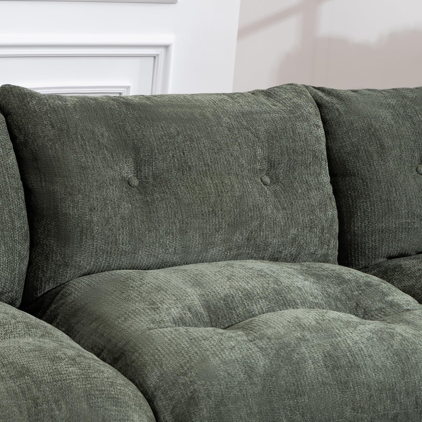 Tufted Cushions Cloud Sectional Boneless Sectional Sofa with Movable Ottoman, 112" Oversized Modular Convertible L Shaped Corner Couch with Deep Seat,Memory Foam Compressed Sofa