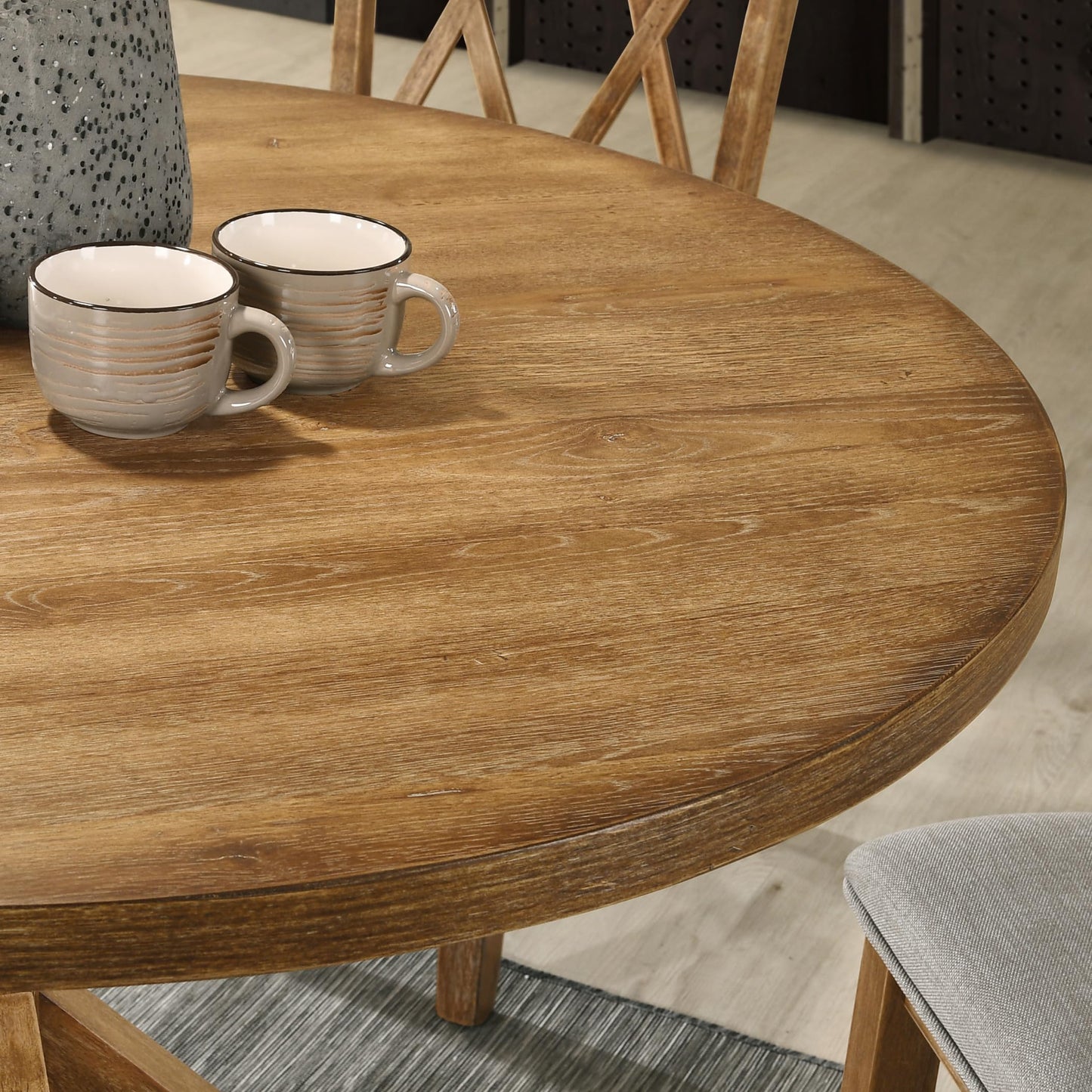 Roundhill Furniture Windvale Cross-Buck Wood 5-Piece Dining Set, Brown