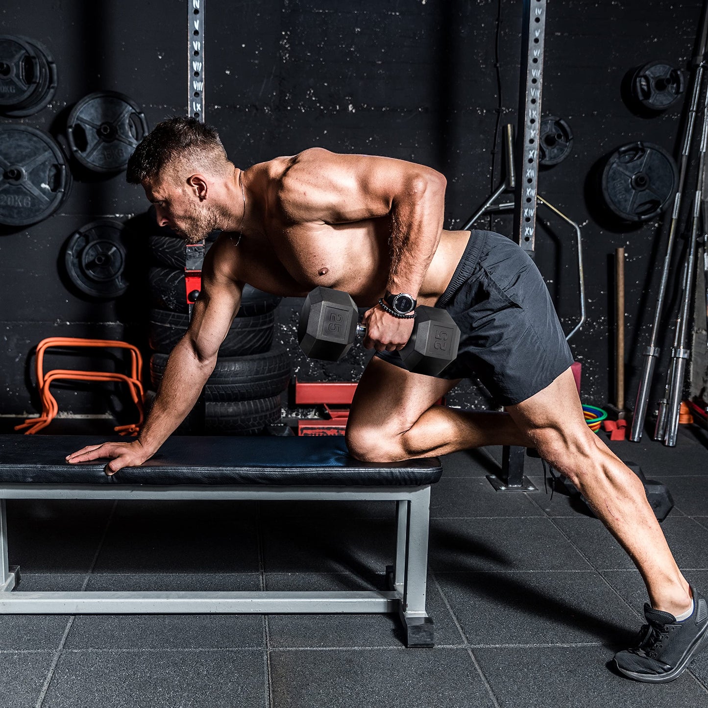 WF Athletic Supply Rubber Coated Hex Dumbbell Set, Multiple Choices Available - Dumbbells with Rack Stand and Mat, or Dumbbells Only (200/550/1200/2100/3000 LB)