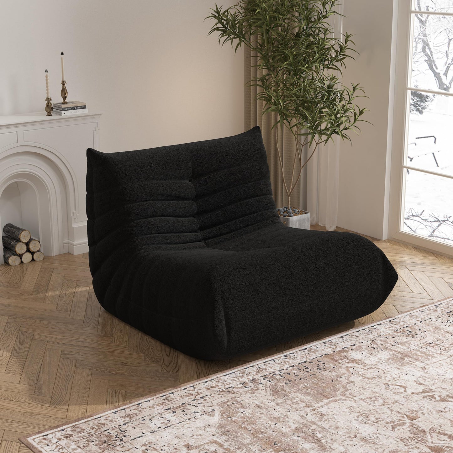 YVDNHP Bean Bag Chair, Memory Foam Bean Bag Sofa Large Bean Bag Chair for Adults, Bean Bag Chairs for Teens with High Density Comfortable Foam, Memory Foam Lazy Sofa for Living Room, Bedroom (Black)