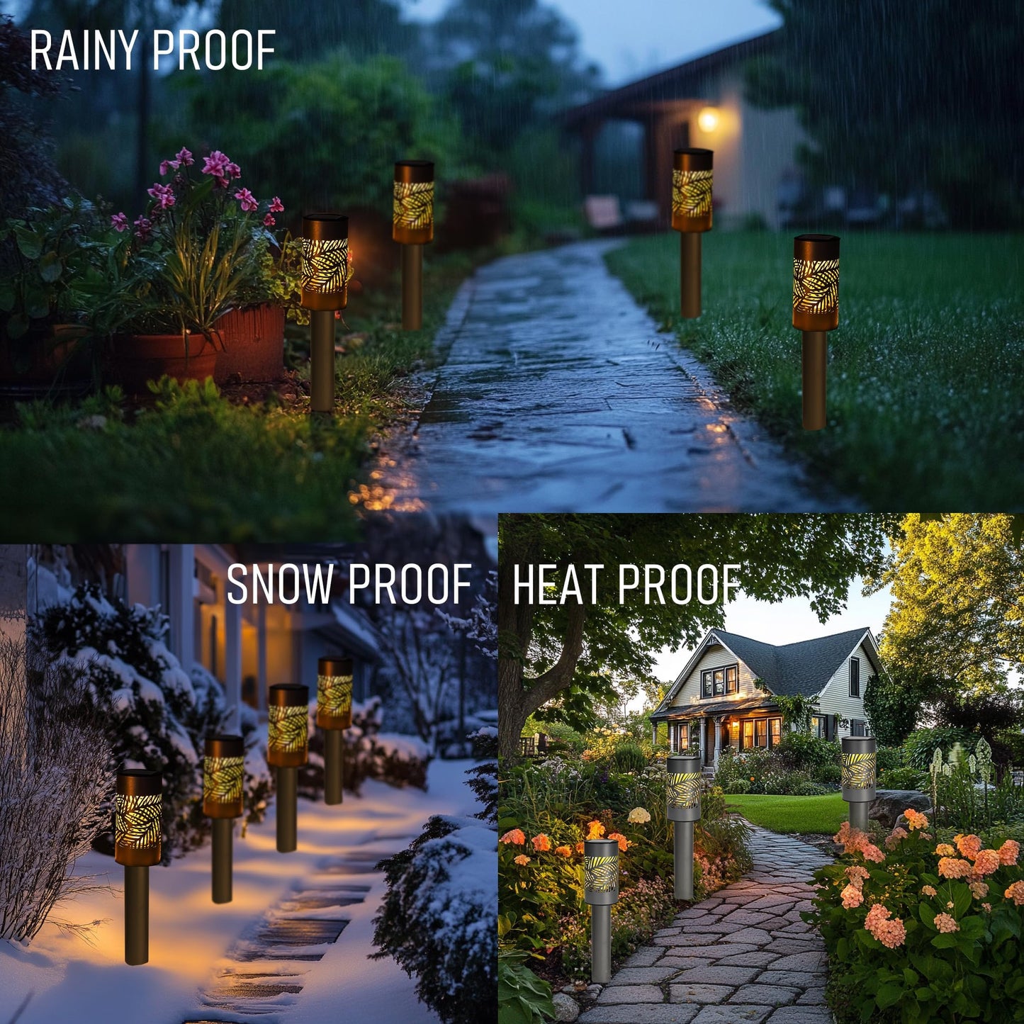 Dazzle Bright Solar Pathway Lights, 12 Pack LED Warm White, Waterproof, Black, Model SOLAR-B
